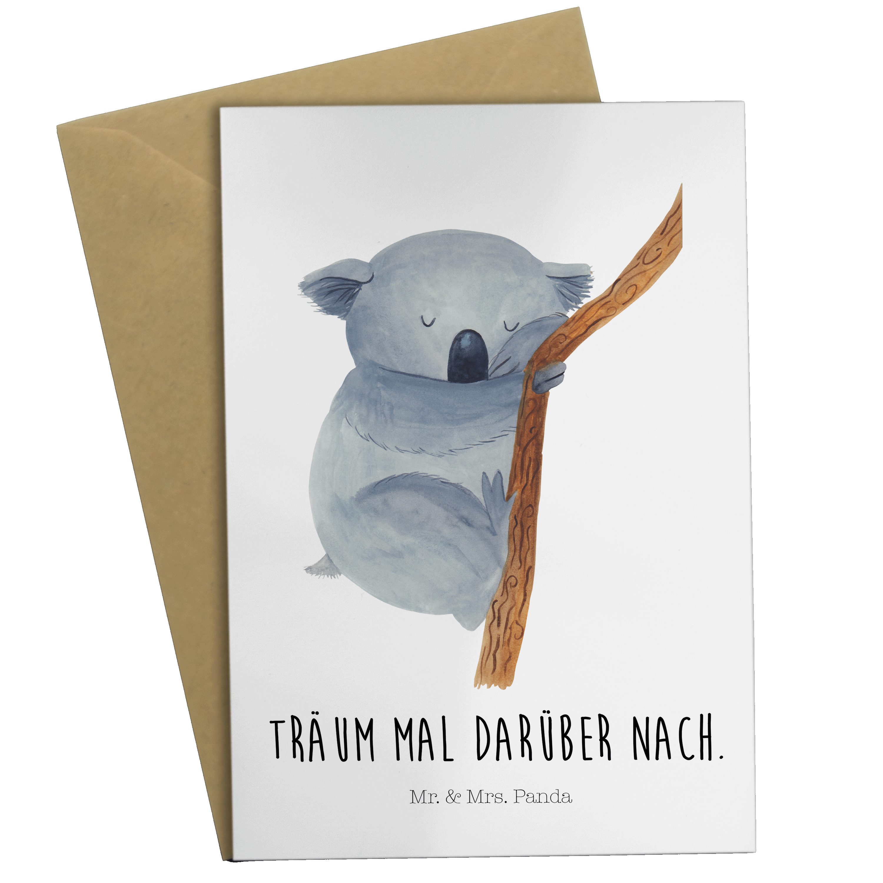 Einladungskarte, Grußkarte Weiß Schlafzimmer, Panda Mrs. Geschenk, Tiermotive & Koalabär - - Mr.