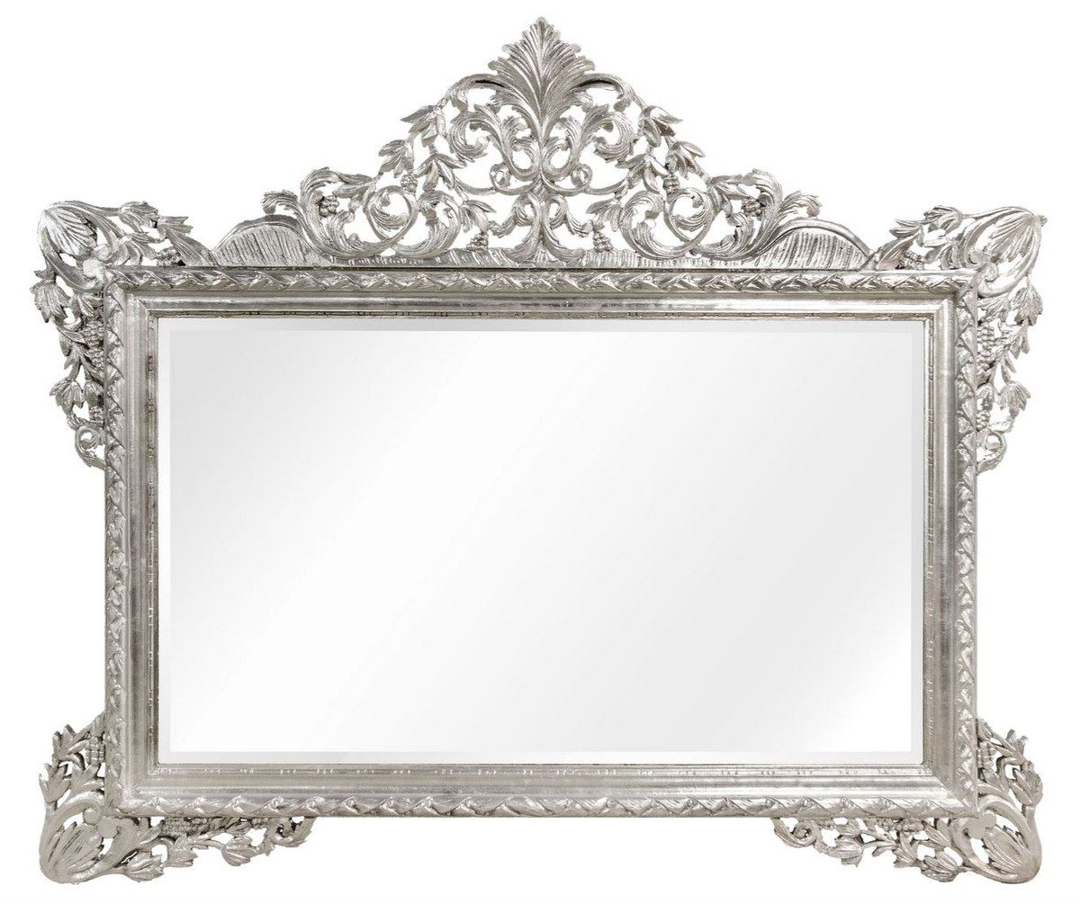 H. 190 Padrino 155 x Barock Wohnzimmer Barockstil Barockspiegel Casa Spiegel Wandspiegel im - cm Silber