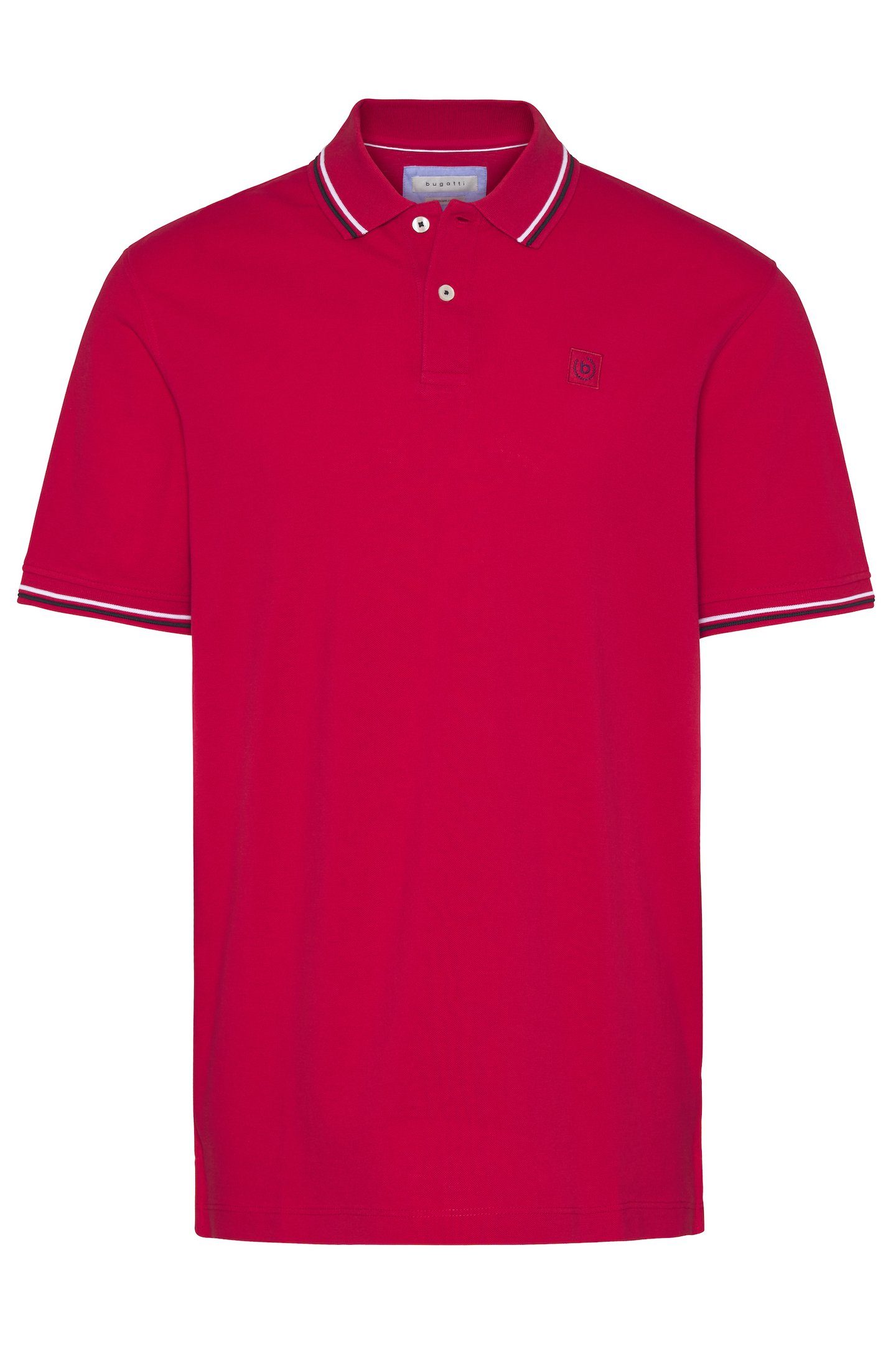 bugatti Poloshirt mit Kontraststreifen an Kragen und Ärmelbündchen rot