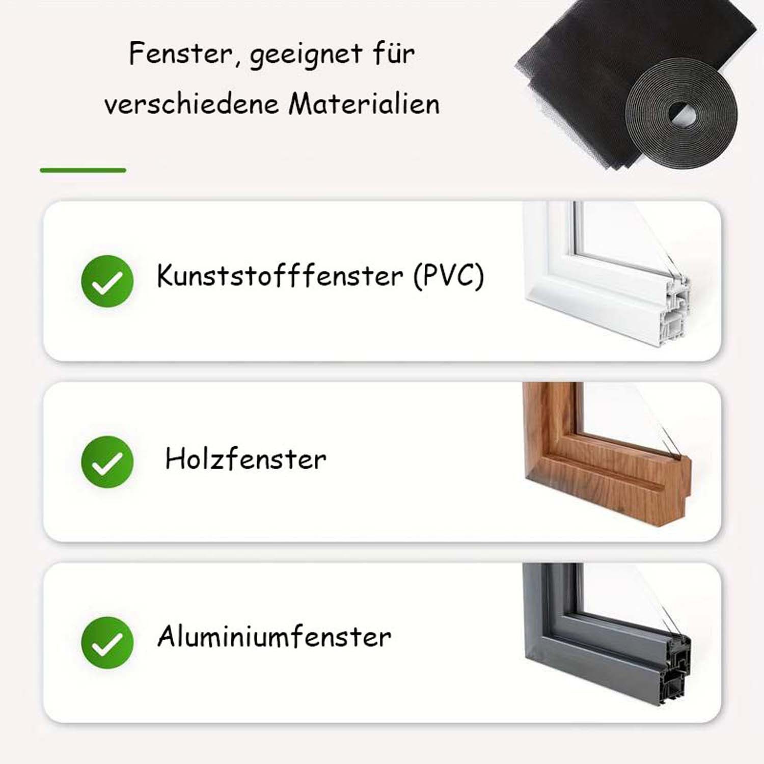 Agger Insektenschutz-Fensterrahmen 4st selbstklebende Fenster-Moskitonetze, Insektenschutzgitter – Bild 5 von 5