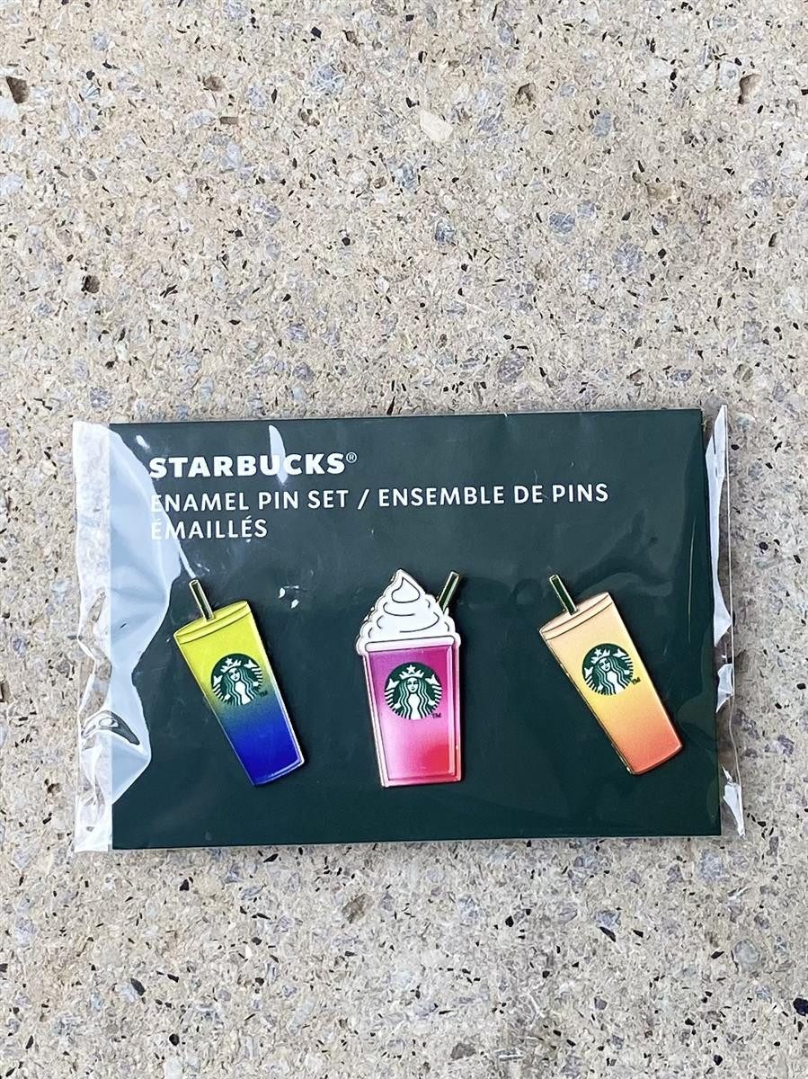 Starbucks Frühstücks-Geschirrset Starbucks Cold Cup Summer PIN Set 3 Stück Ansteck Nadel