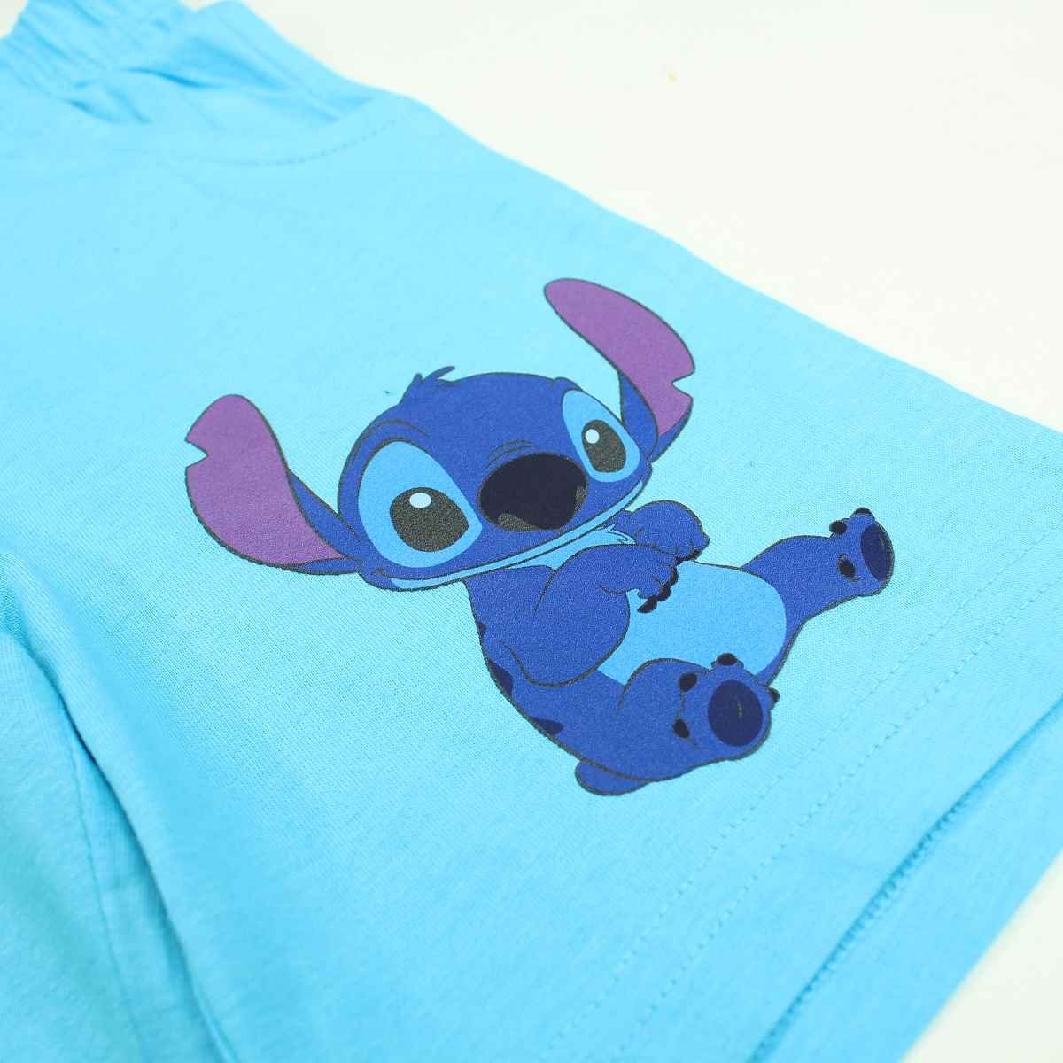 Lilo & Set cm T - Stitch Hellblau Shorty Jungen Hose & Kurze 98 -Shirt 128 (2 Gr. tlg)