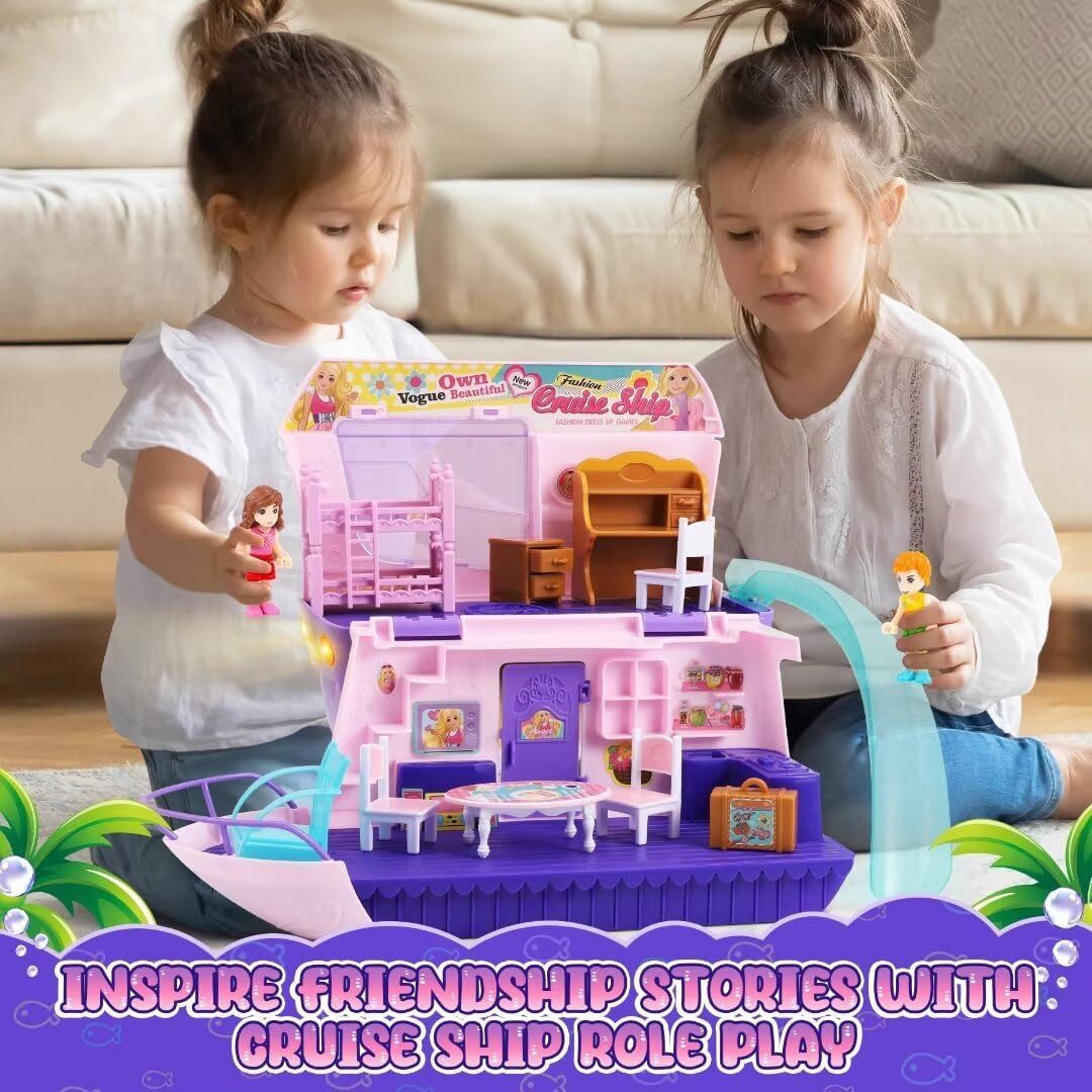 POPOLIC Spielzeug-Schiff Kreuzfahrtschiff-Figurenspielset, Rosa Kreuzfahrts günstig online kaufen