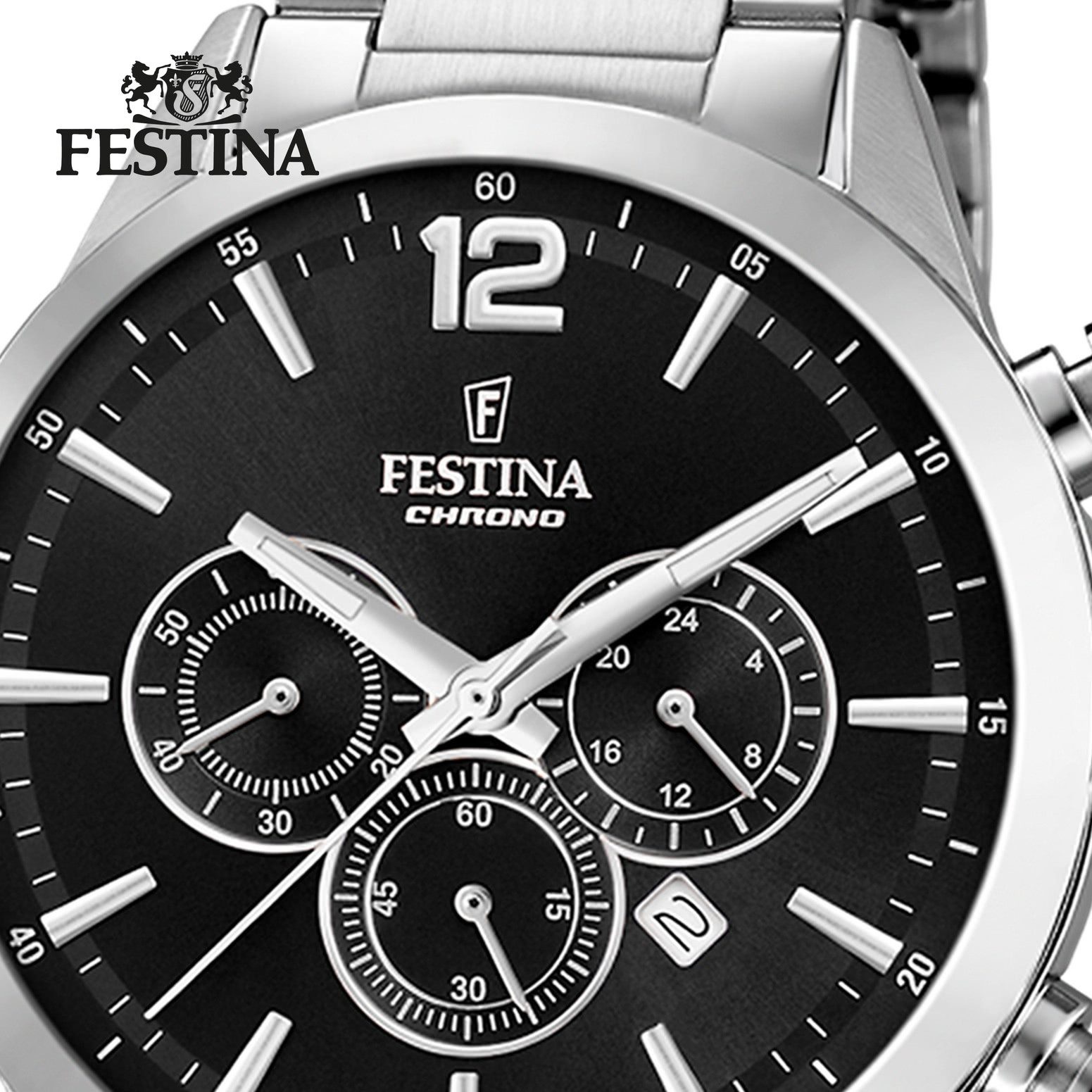 Festina Quarzuhr Festina Herrenuhr Edelstahl silber, (Chronograph), Herren Armbanduhr rund, Edelstahlarmband silber, Elegant