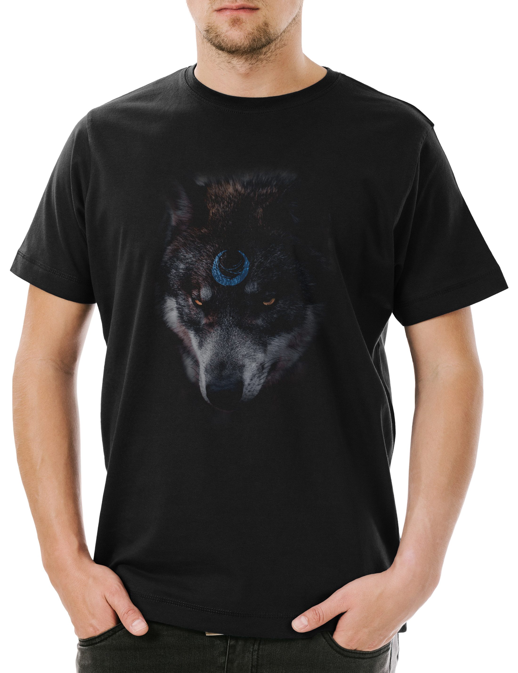 Urban Backwoods Print-Shirt Wolf Moon Herren T-Shirt Wölfe Lupo Hirsch Lupus Wolves Reh Jagd Jäger (1-tlg) Bär Loup Rudel Wolfsrudel