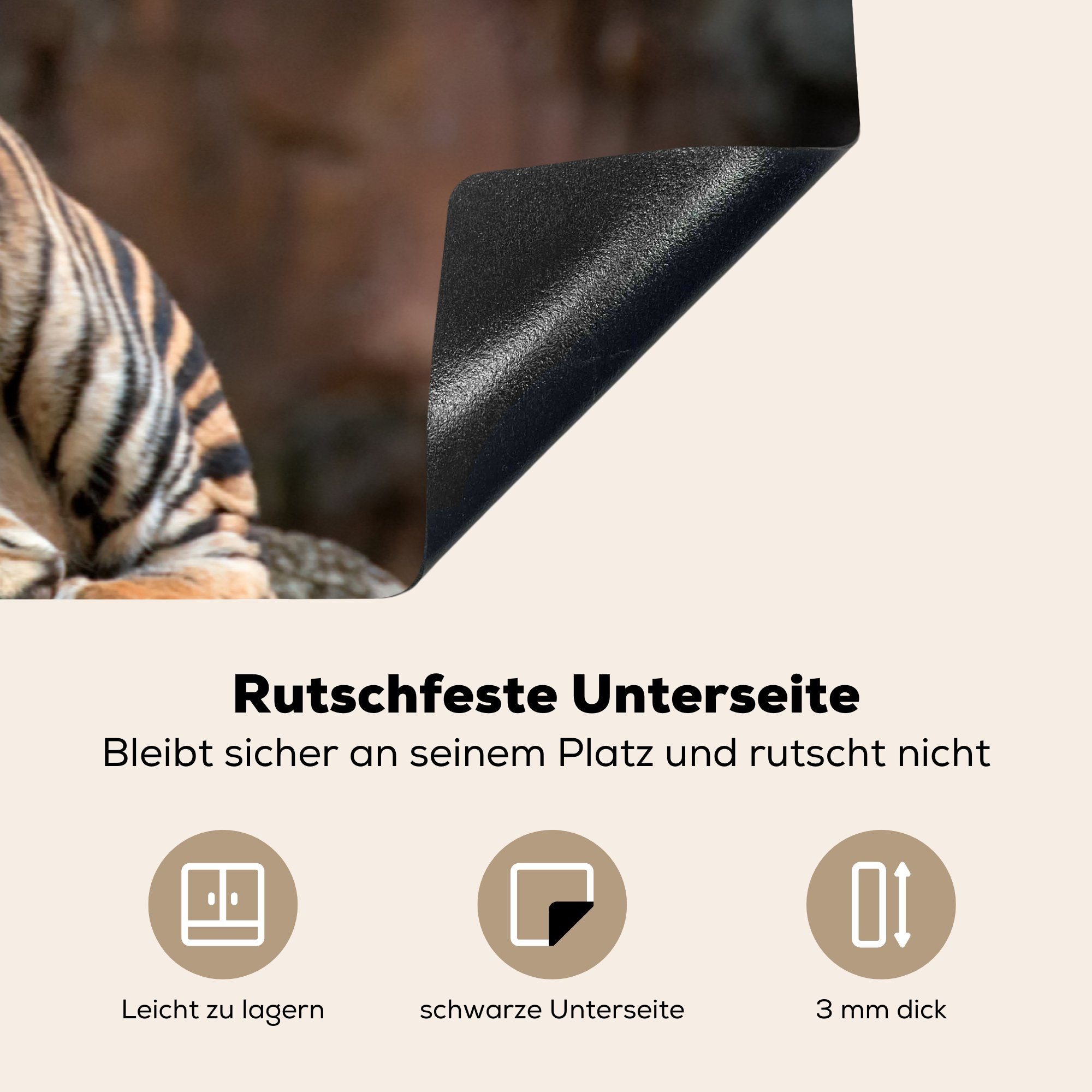 (1 Vinyl, die küche, Felsen cm, MuchoWow Schutz Ceranfeldabdeckung 81x52 für - - Herdblende-/Abdeckplatte Tiger Induktionskochfeld tlg), Berge,