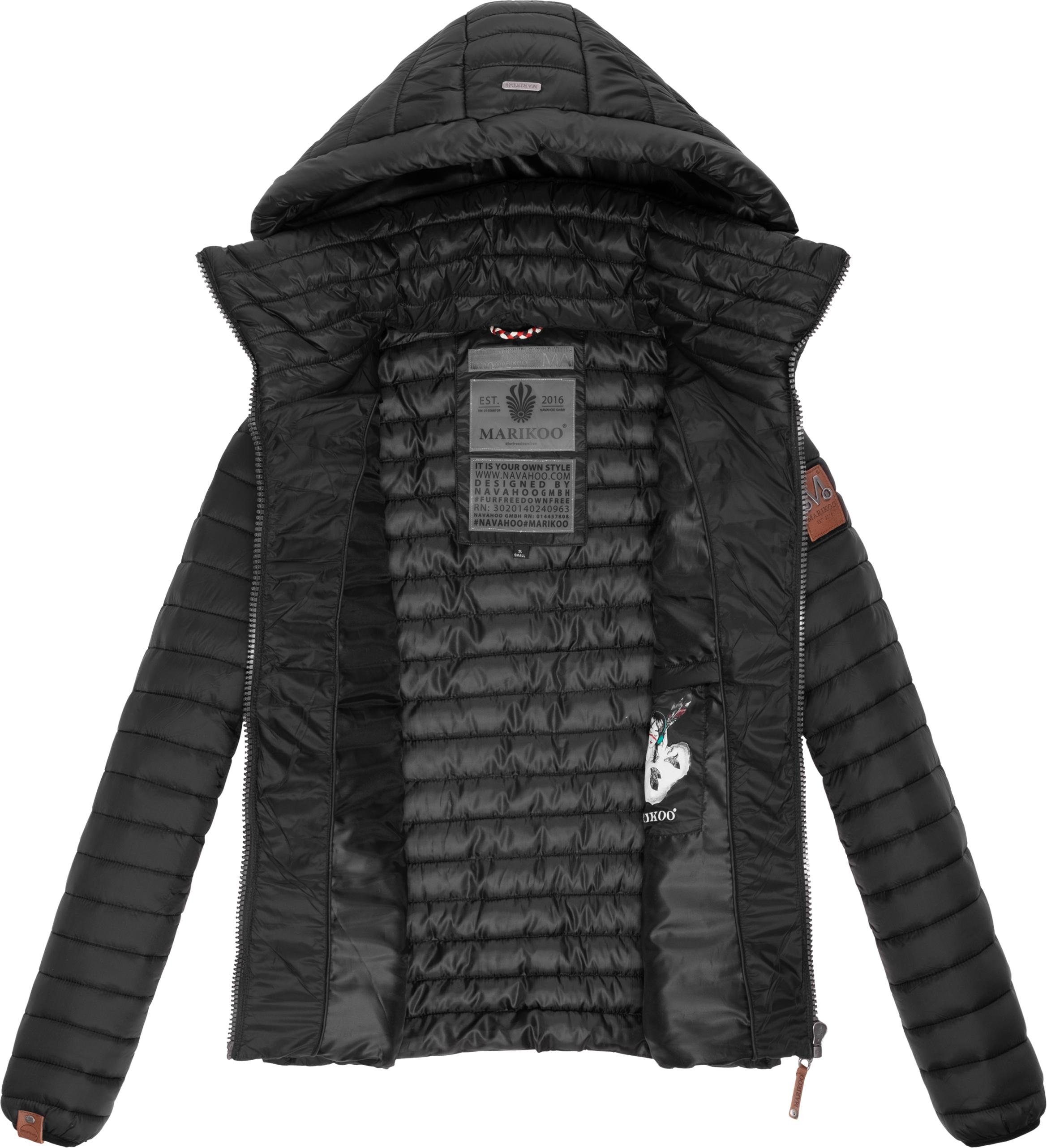 Marikoo Steppjacke Löwenbaby stylische mit abnehmbarer Kapuze Übergangsjacke black