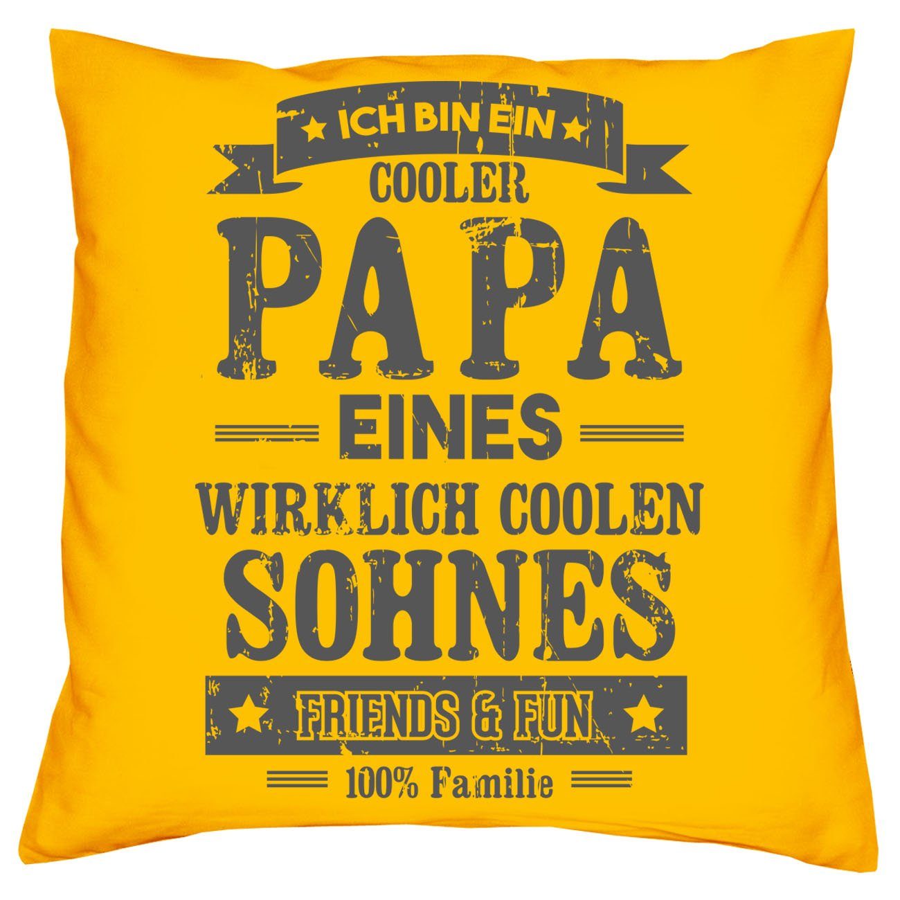 Kissen gelb Weihnachtsgeschenk & Dekokissen Cooler Papa Sohnes Sleep, Socken eines Geschenkidee Soreso® Sprüche
