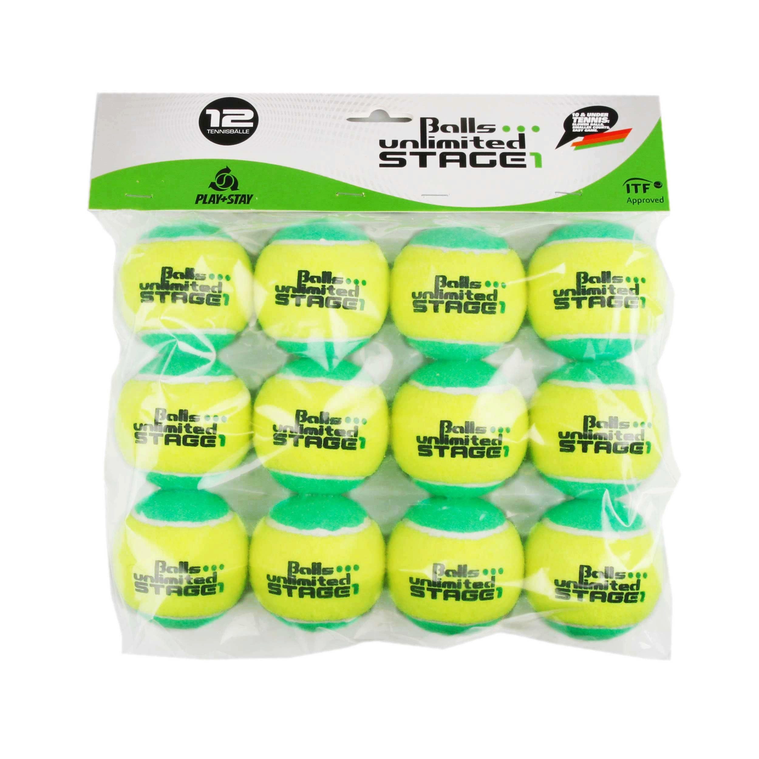 Balls Unlimited Tennisball Stage 1 - 12 Tennisbälle - Play and Stay Ball - (12er Beutel)