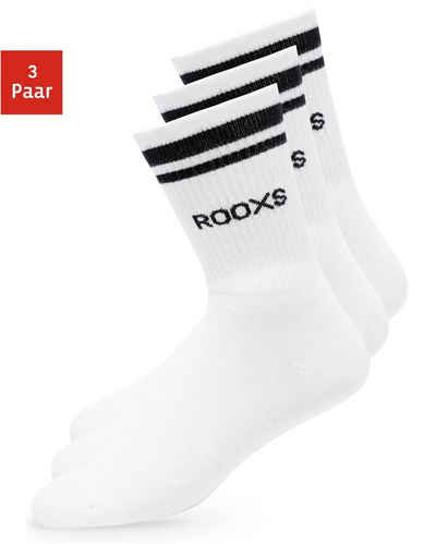 ROOXS Sportsocken Hohe Tennissocken für Damen & Herren (3-Paar) Retro Socken mit streifen, Made in EU