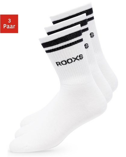 ROOXS Sportsocken »Hohe Tennissocken für Damen & Herren« (3-Paar) Retro Socken mit streifen, Made in EU