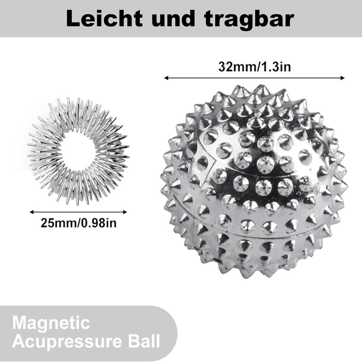 FELIXLEO Massageball 4 Stück Igelball Massage Set mit 8 Akupressurringen Skills, 1-tlg.