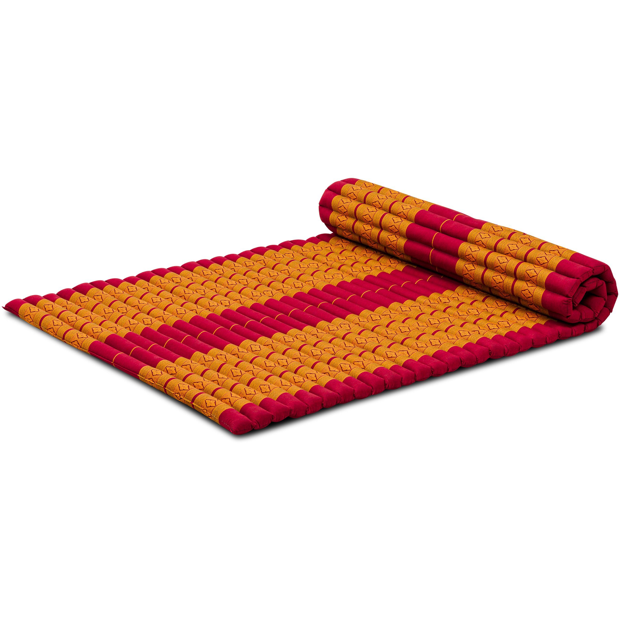 Reisebett-Matratzen Rollmatte 110 cm breit, vegan und handgefertigt, 200x110x4,5cm, livasia, Kapok