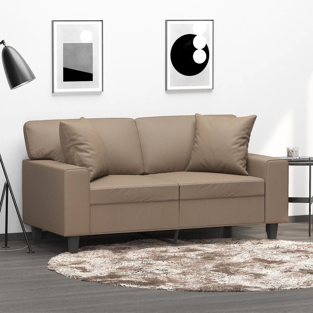 vidaXL Zierkissen Zierkissen 2 Stk. Cappuccino-Braun 40x40 cm Kunstleder, (1 St)