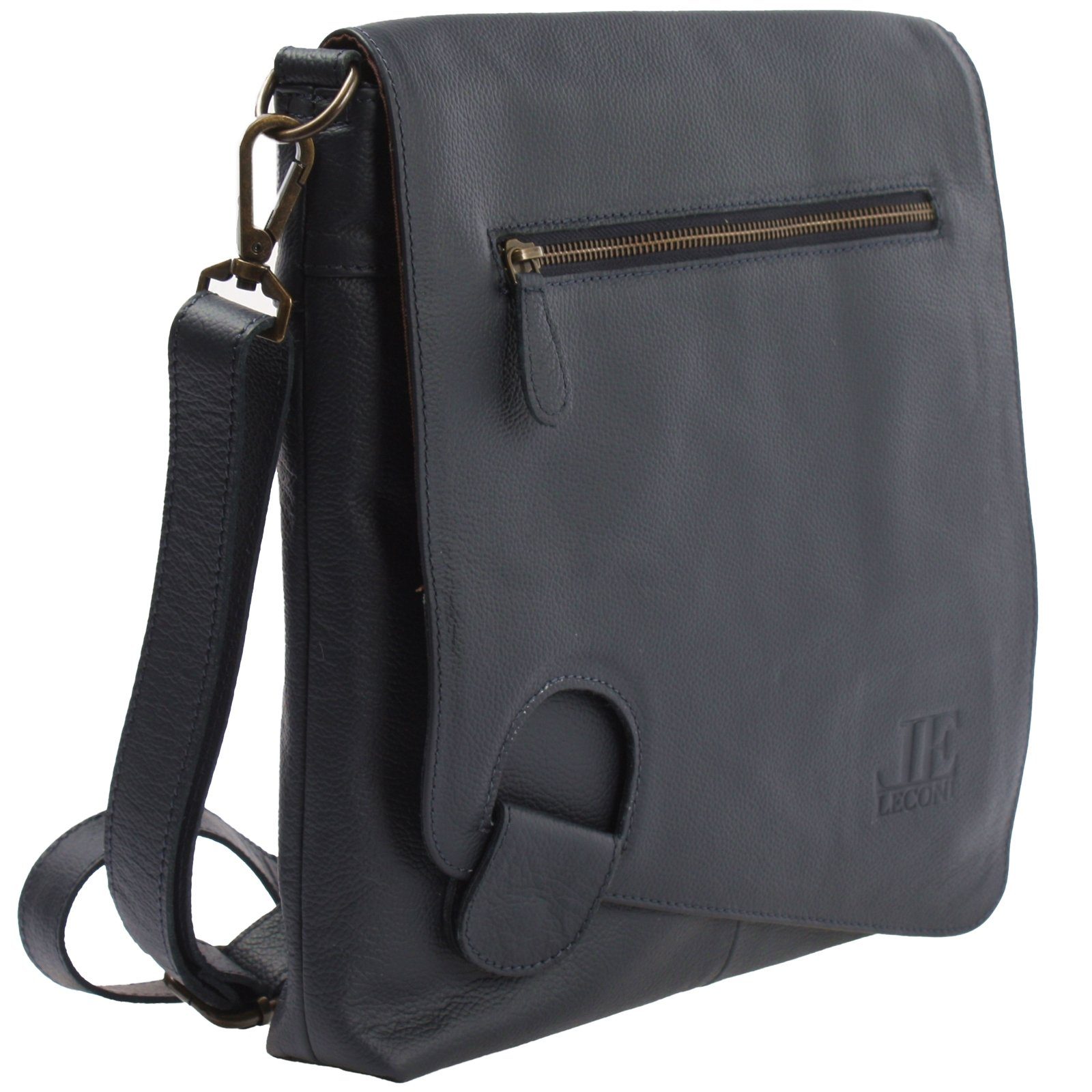 LECONI Umhängetasche Ledertasche Damen Handtasche Schultertasche Echt Leder LE3073, Auffälliger Überschlag - Fächer innen & außen - 29x29x6 cm