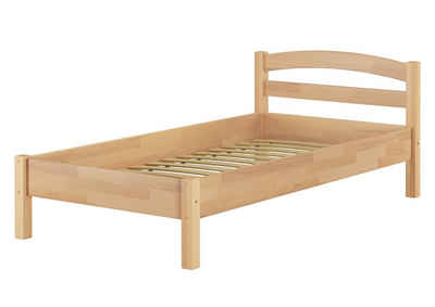 ERST-HOLZ Bett Einzelbett hoch Buche massiv 100x200 mit Federleisten, Buchefarblos lackiert