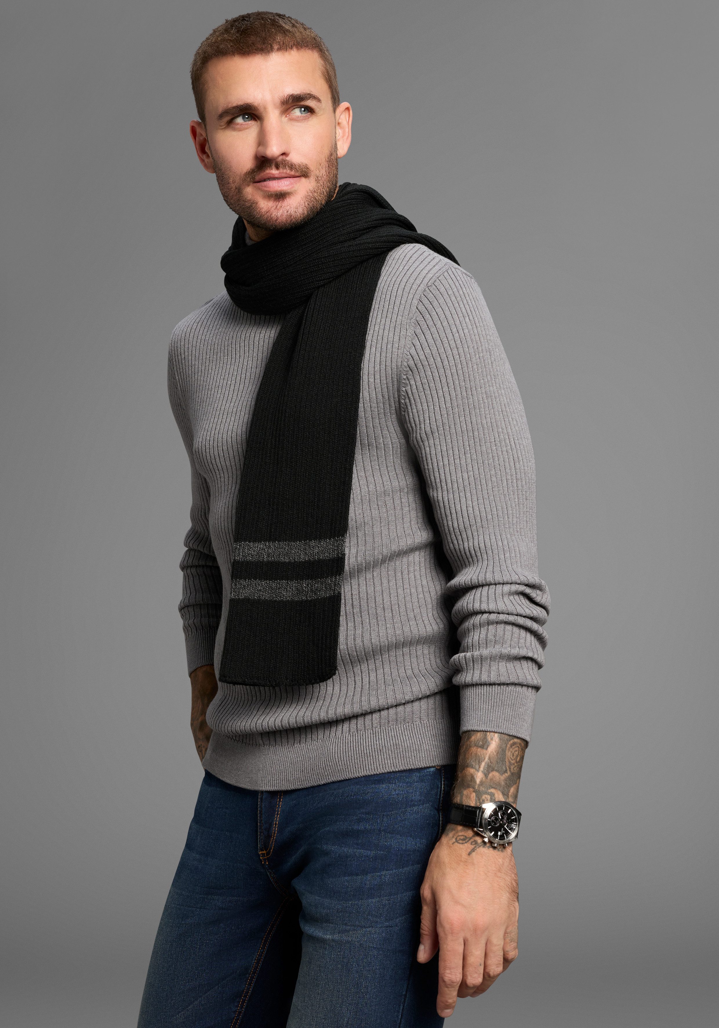 Man's World Schal, mit modischen Konstrast-Streifen - NEW günstig online kaufen