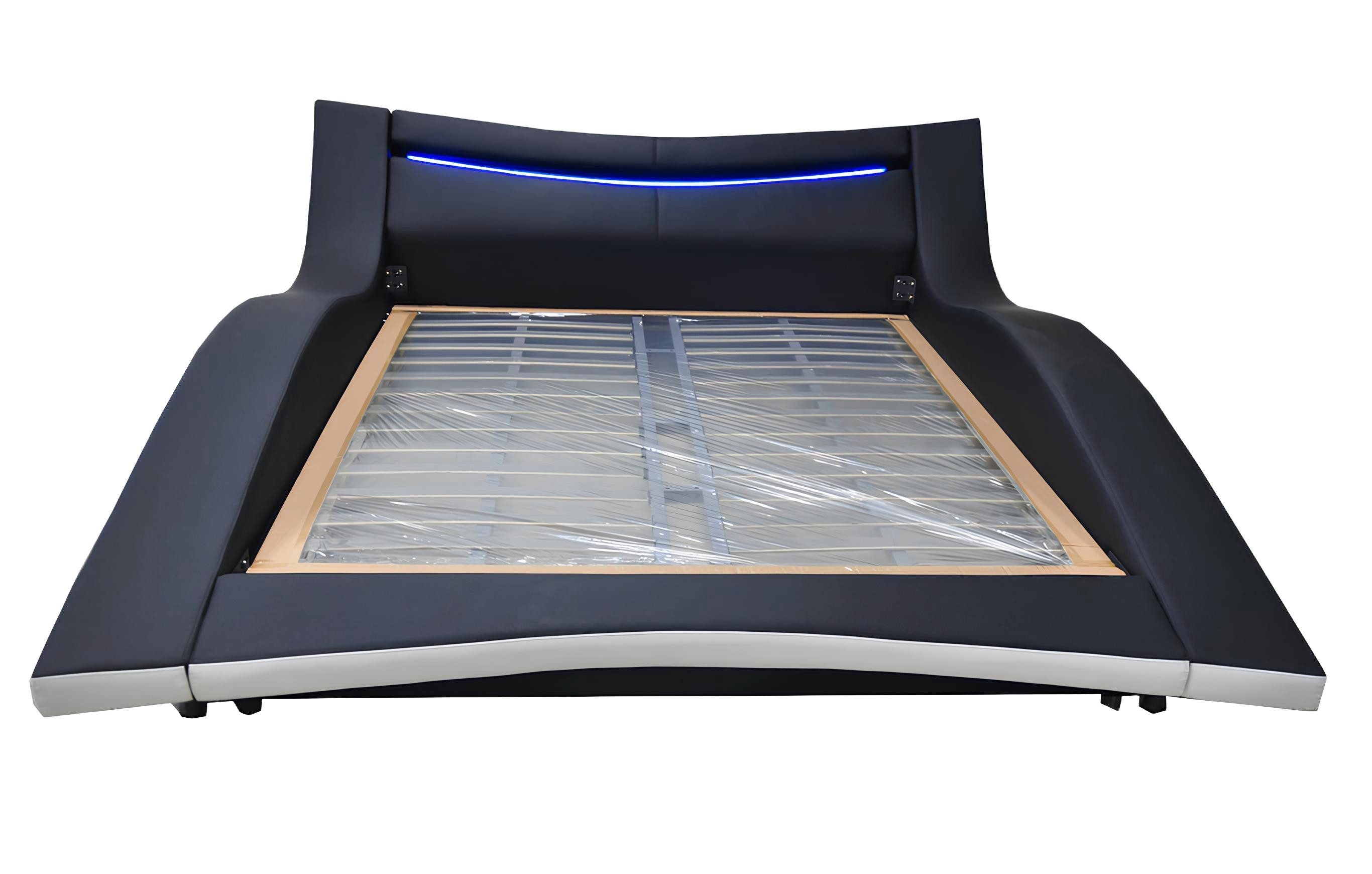 JVmoebel Lederbett Luxus Leder Doppelbett mit USB-Anschlüssen und gepolstertem Gestell (Bett "LB8854), Made in Europa