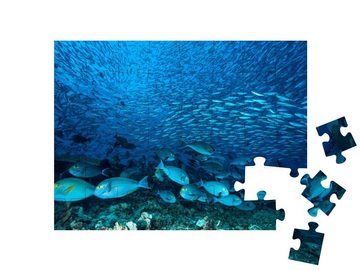 puzzleYOU Puzzle Riesiger Schwarm blauer Doktorfische am Riff, 48 Puzzleteile, puzzleYOU-Kollektionen Fische, Unterwasser