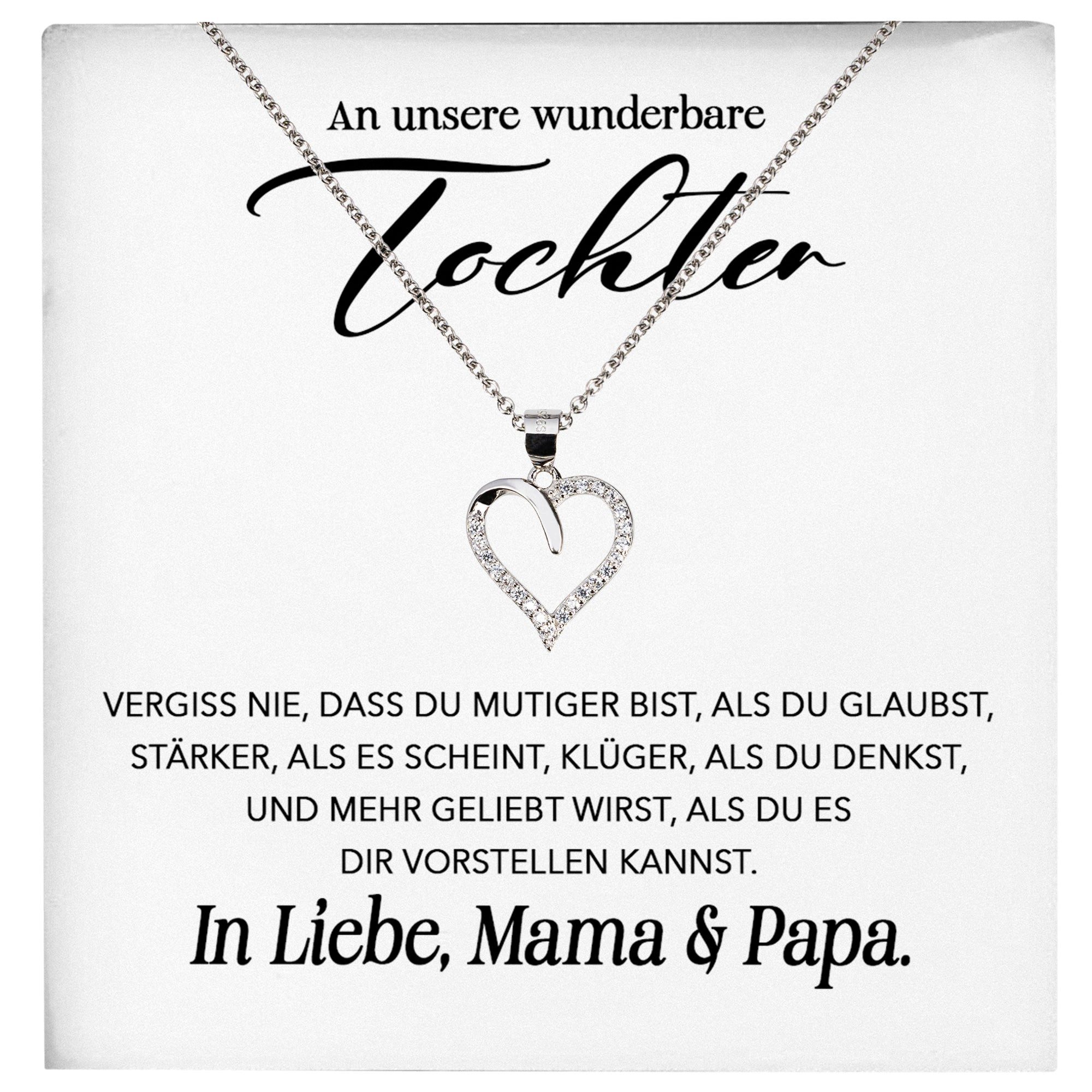 22Feels Schmuckset Unsere Tochter Geschenk Mädchen Frauen Schmuck Halskette Abitur (inkl. Geschenktasche, Karte(n), Poliertuch, Beutel), Echt-Silber 925/000, Karte Made In Germany