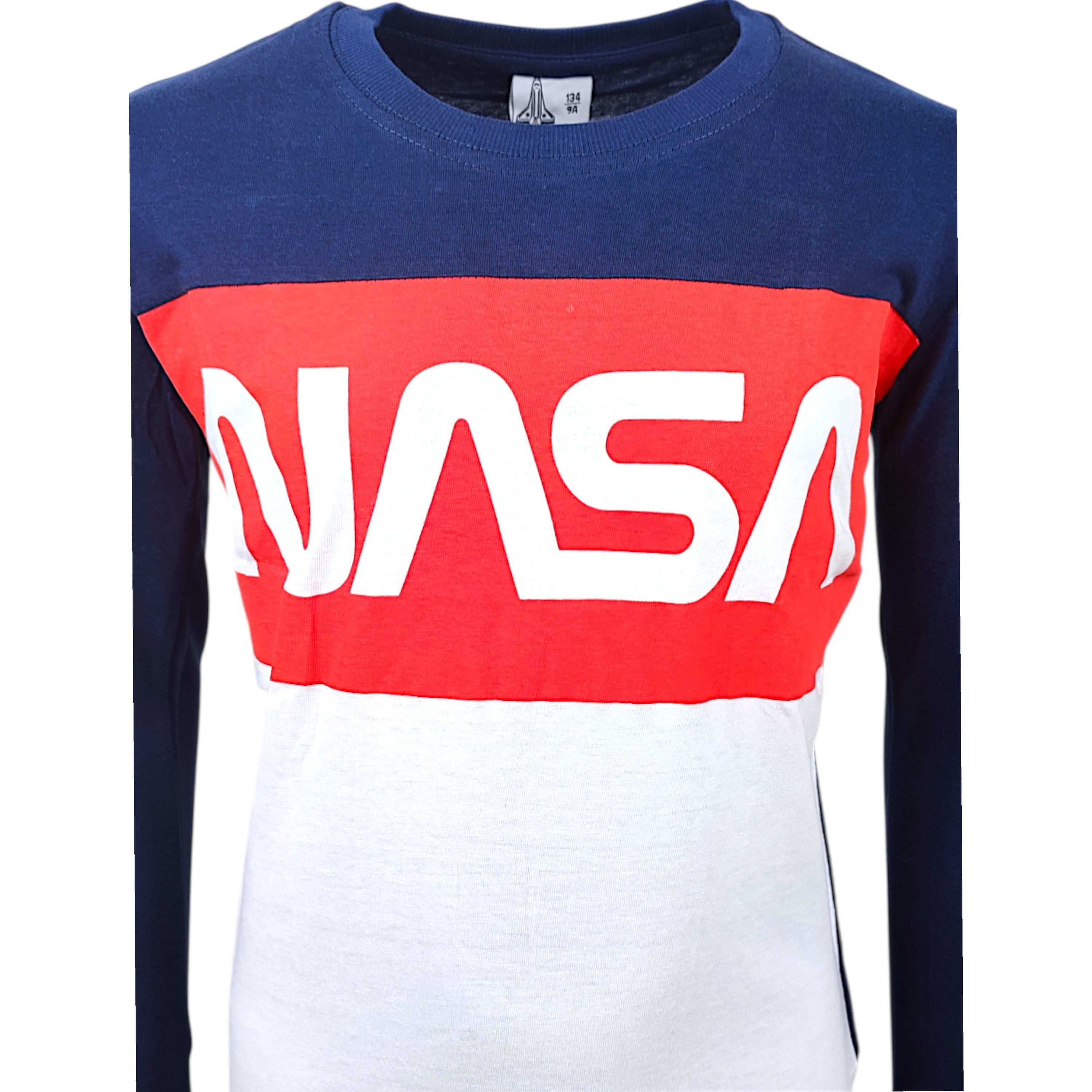 NASA Langarmshirt Colourblock-Design mit NASA-Logo Jungen Shirt aus Baumwolle Gr. 134 - 164 cm