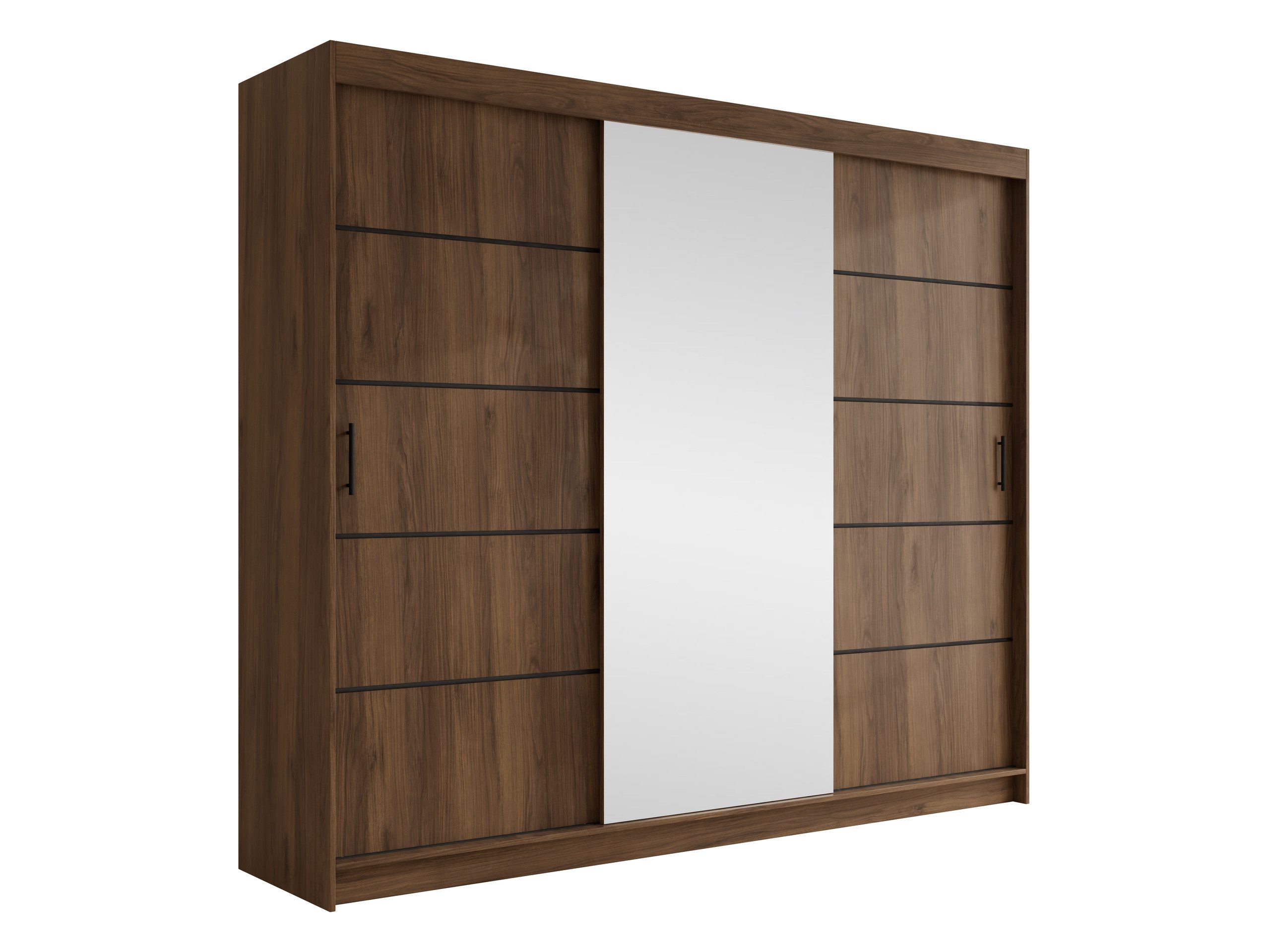 MIRJAN24 Kleiderschrank Infinity III 250 (mit drei Schwebetüren) mit Kleiderstange, Frontspiegel, 250x58x200 cm
