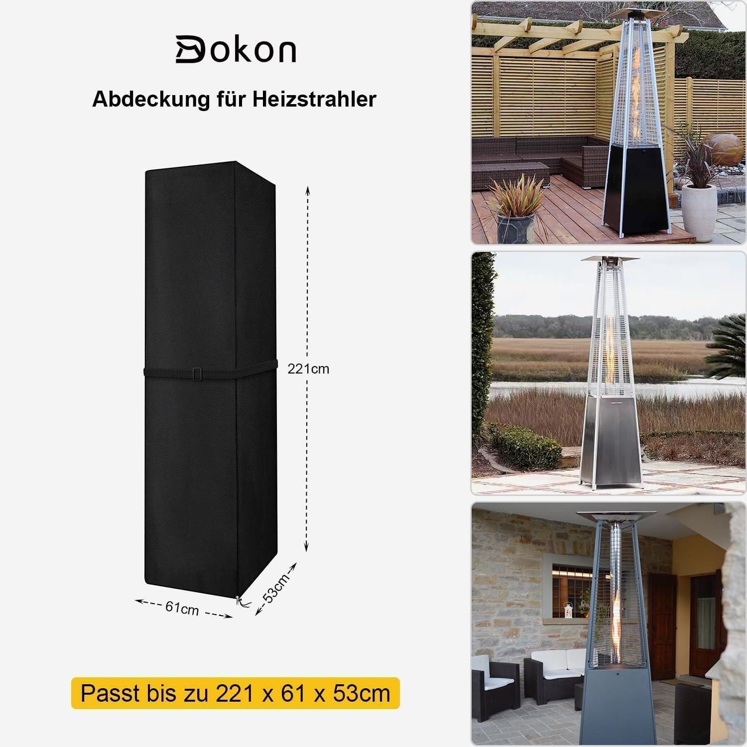 LuxusKollektion Heizstrahler-Schutzhülle Heizstrahler Abdeckung Wasserdicht Winddicht Anti Schwarz 221x61x53cm