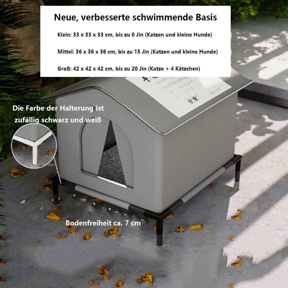Ledander Tierhaus Katzenhaus Für Draußen Winterfest Wetterfester Haustierhaus Tierbett, Hundehaus,einfach aufzubauen, mit erhöhtem Boden für Schutz