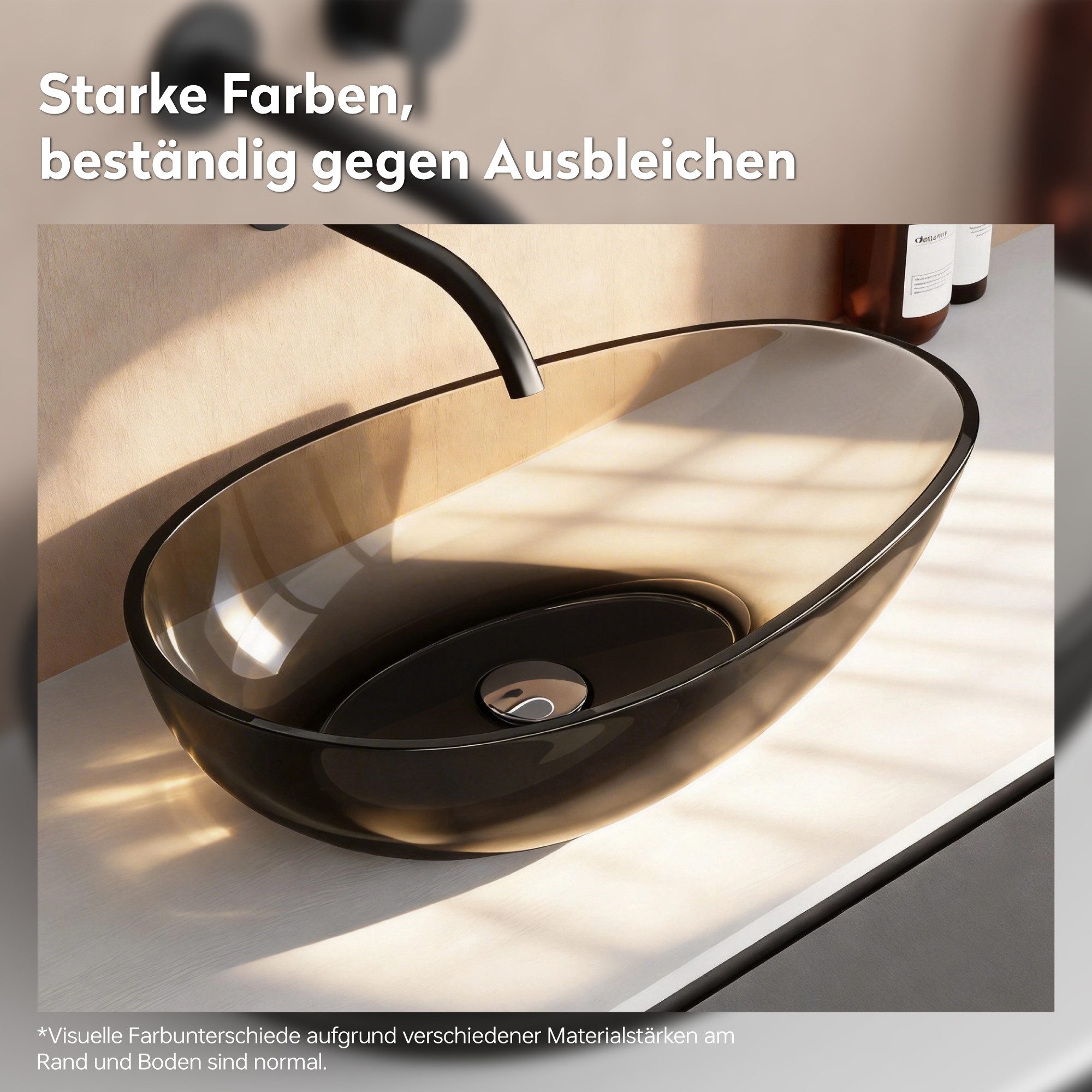 doporro Waschbecken Aufsatzwaschbecken Waschtisch Hängewaschschale Oval Col809, antibakteriell und leicht zu reinigen, hochwertiges Material