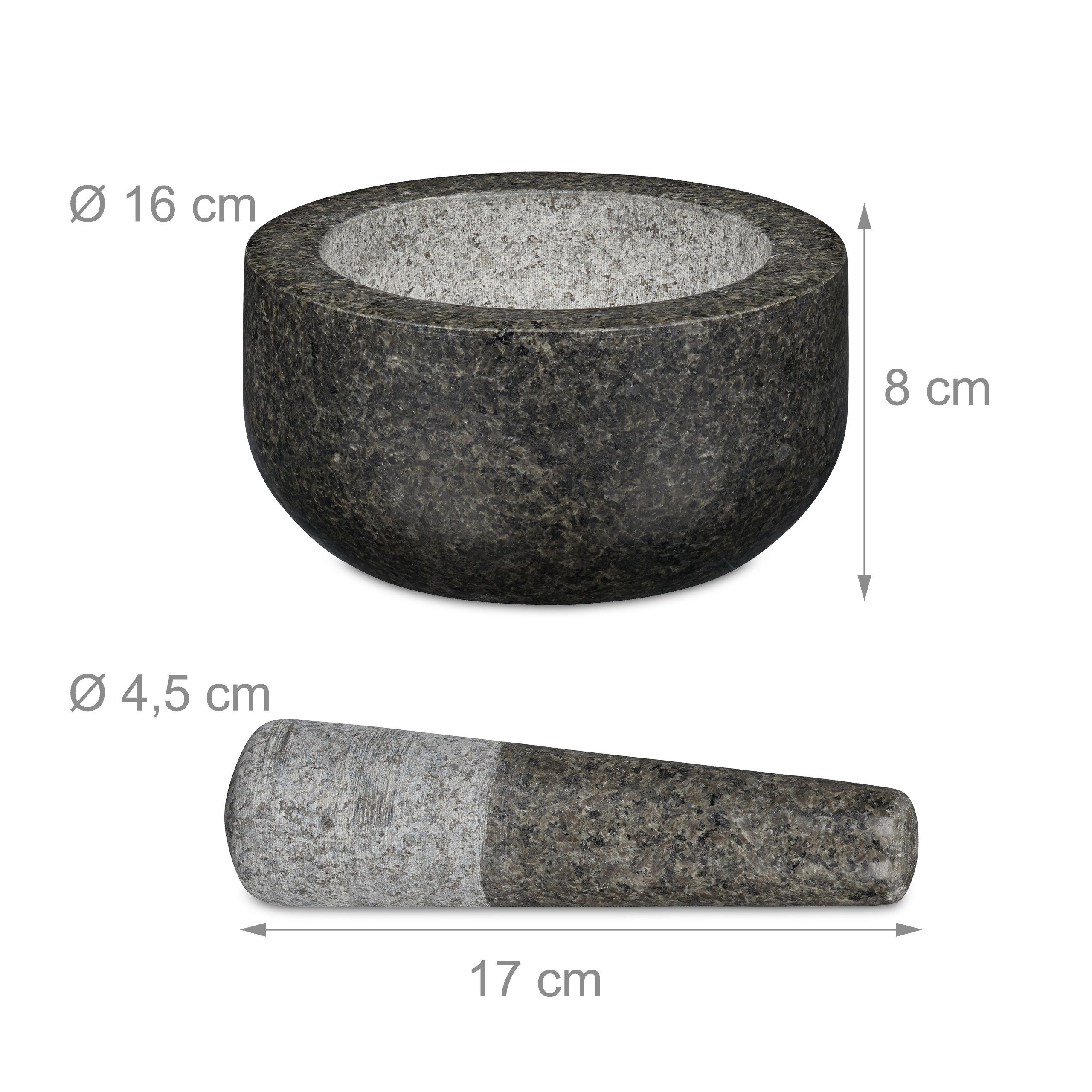relaxdays Mörser Granit Mörser mit Stößel 16 cm, (2-tlg) – Bild 4 von 5