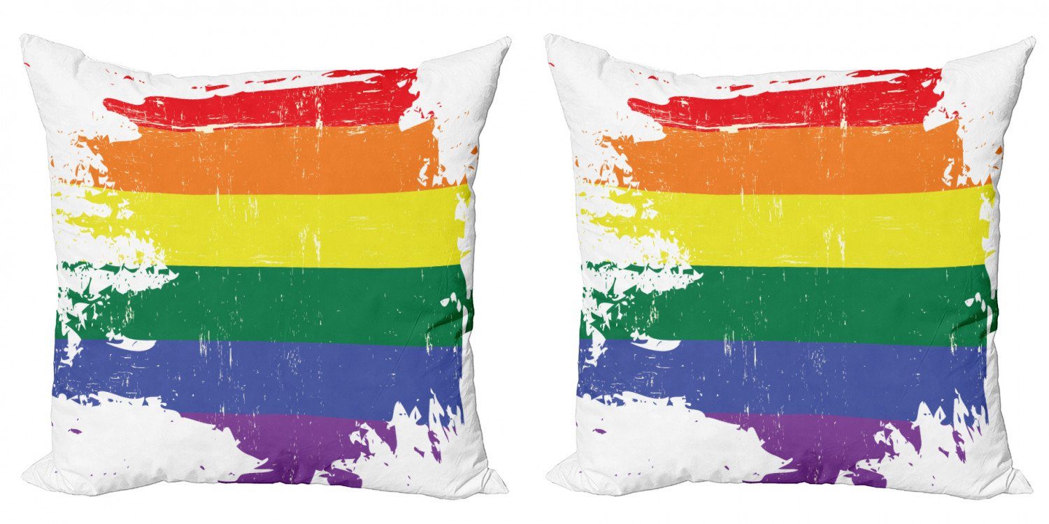 Stück), Accent Modern Jahrgang (2 LGBT Kissenbezüge Doppelseitiger Rainbow Flag-Linie Abakuhaus Digitaldruck,