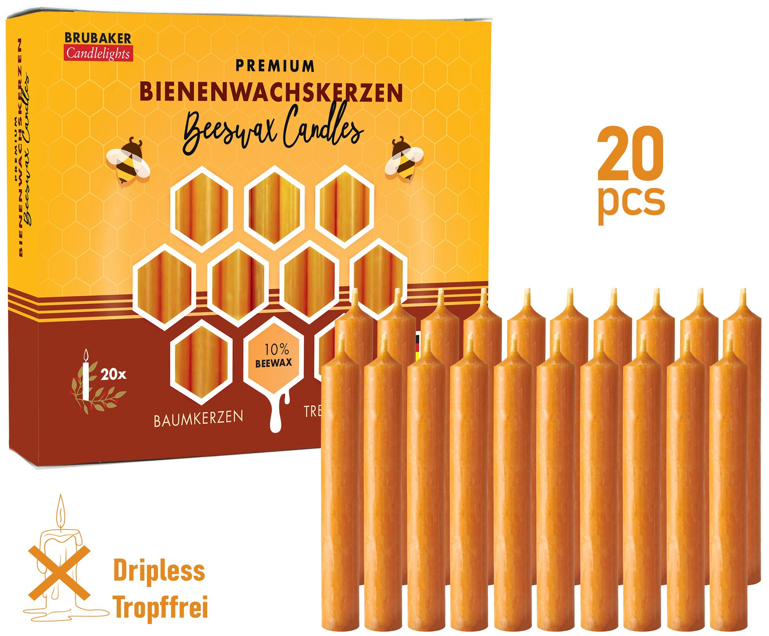 BRUBAKER Bienenwachskerze Honig-gelbe Baumkerzen aus echtem günstig online kaufen