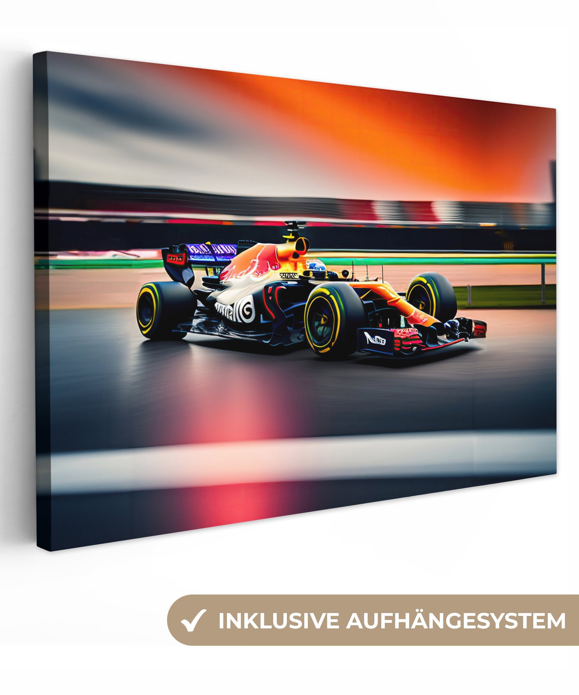 OneMillionCanvasses® Leinwandbild Auto - Formel 1 - Rennstrecke - Rennwagen günstig online kaufen