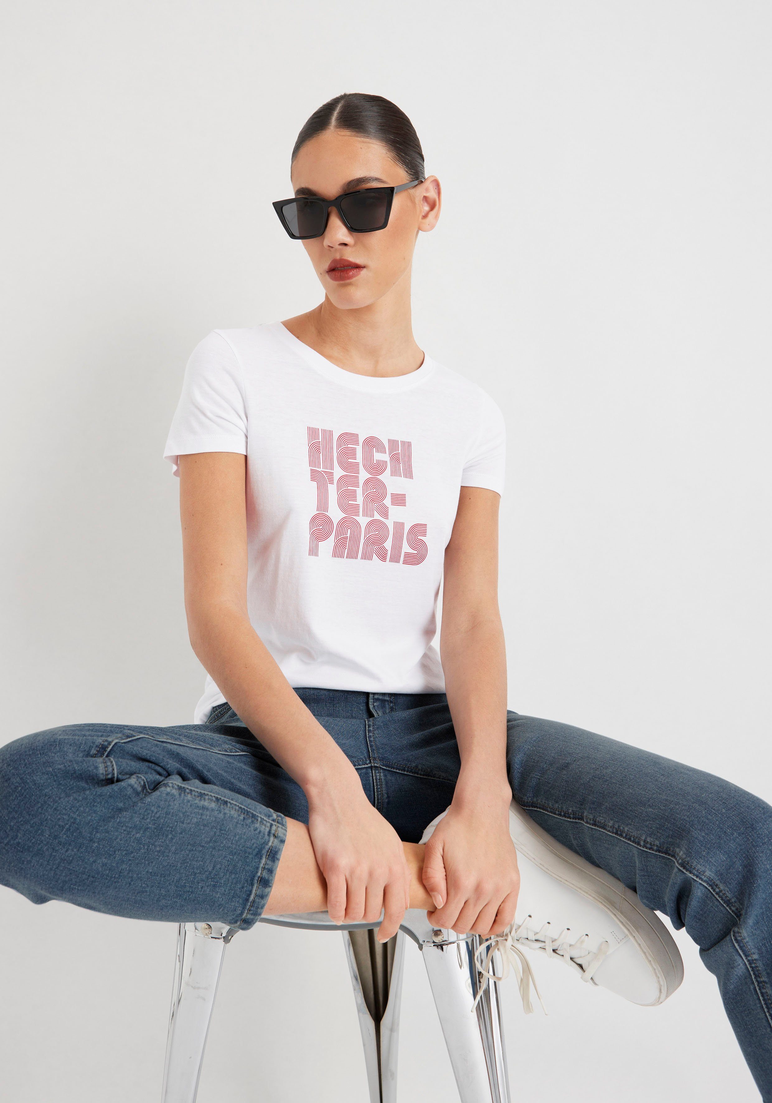 T-Shirt HECHTER Druck weiß-rot PARIS mit
