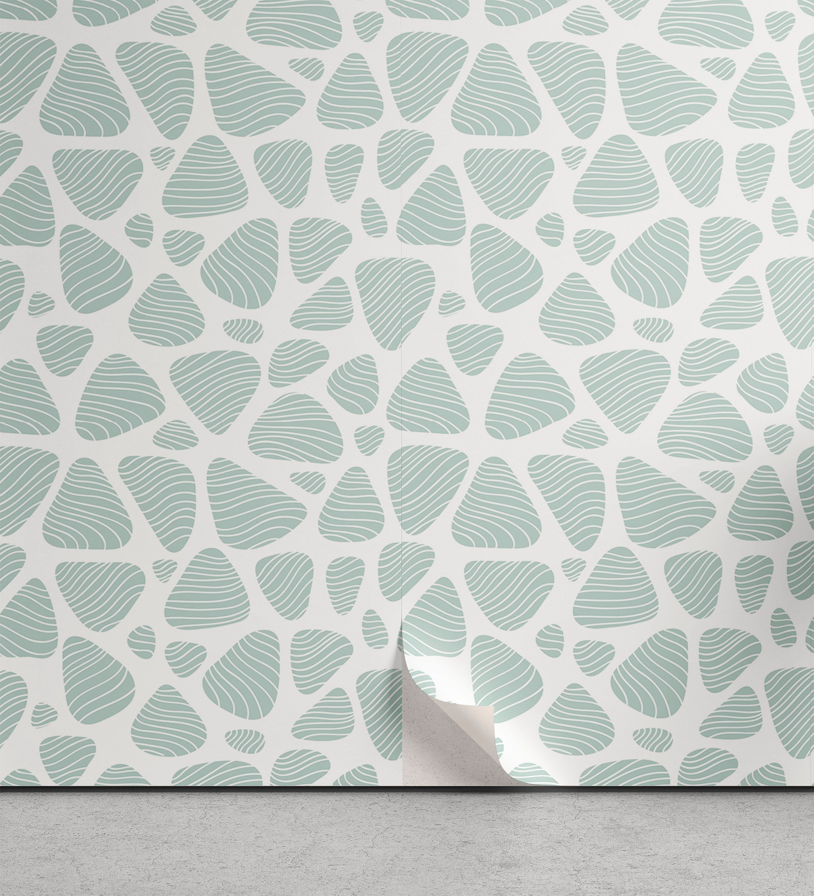 Abakuhaus Vinyltapete selbstklebendes Wohnzimmer Küchenakzent, neutrale Farbe Pebble Wie Shapes
