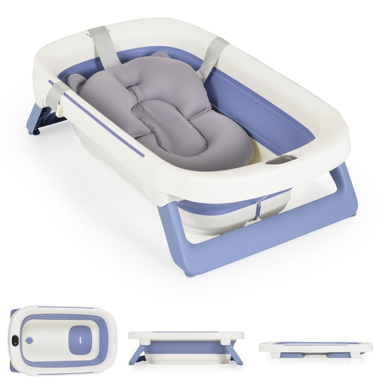 CANGAROO Babybadewanne faltbar, eingebauter Thermometer, Badekissen mehr