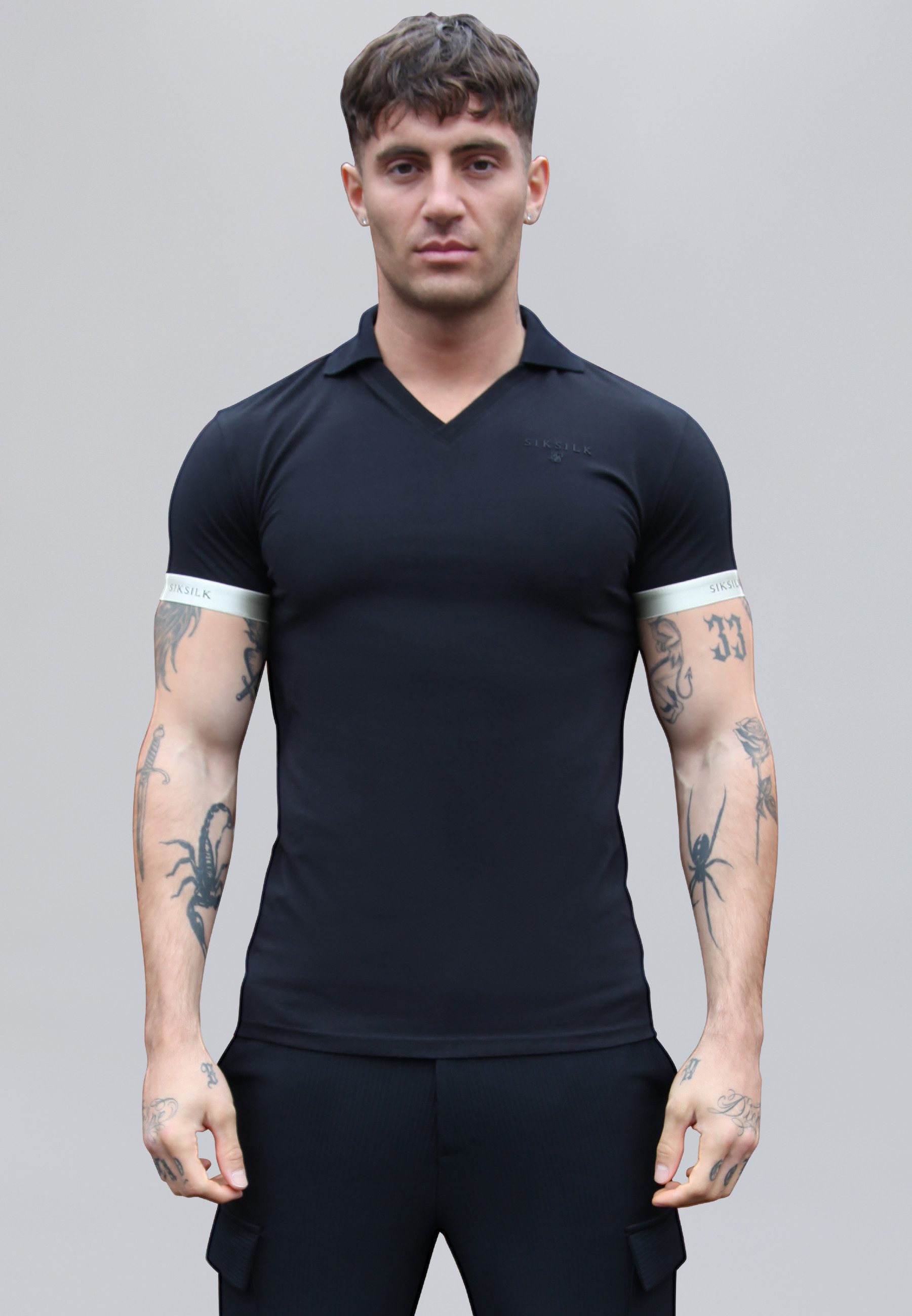 Siksilk Poloshirt SikSilk Herren Schwarzes Polo T-Shirt günstig online kaufen