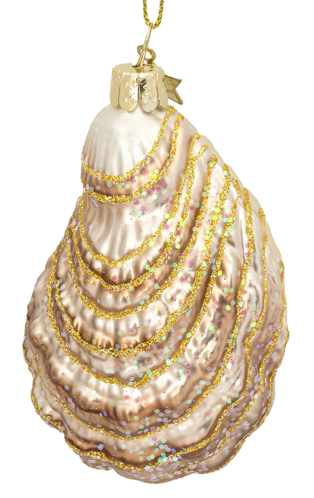 SIKORA Christbaumschmuck Auster mit Perle besondere Weihnachtskugel Glas Anhänger – BS563, Christbaumschmuck Deko - traditionell, witzig & außergewöhnlich