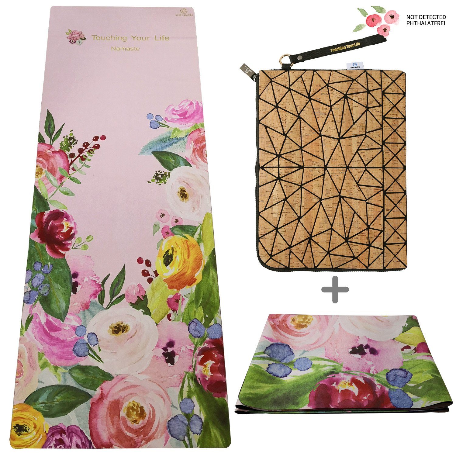 GOLDEN Yogamatte GOLDEN Yogamatte Faltbar rutschfest 1,5mm Dünne Leicht Reise Matte (Set, 1er-Pack), sprühen Sie ein paar Wasser, dann bekam Perfeck Griffe