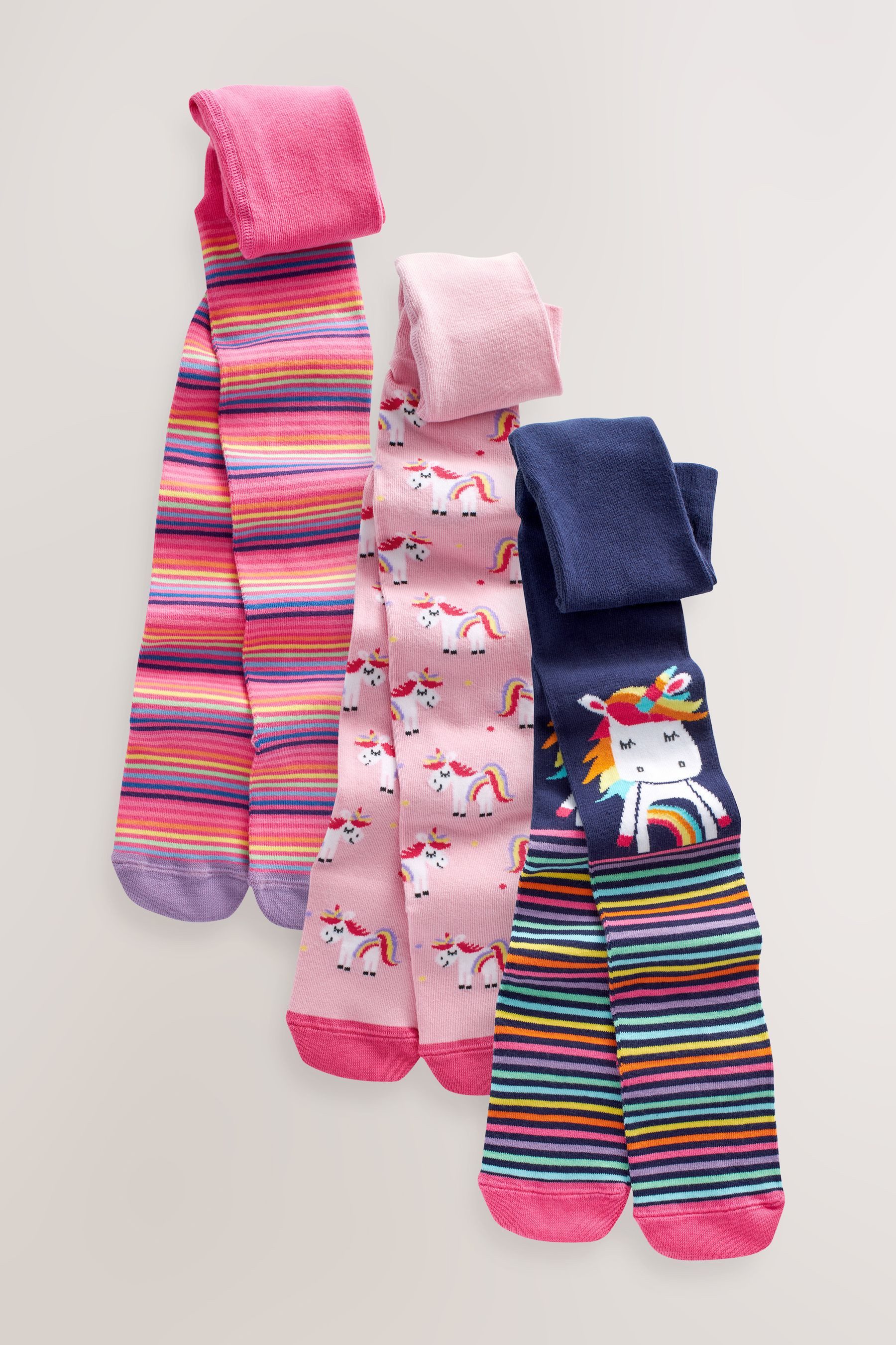 Next Strickstrumpfhose Strumpfhose Einhorn mit Baumwolle, 3er-Pack (3 St)