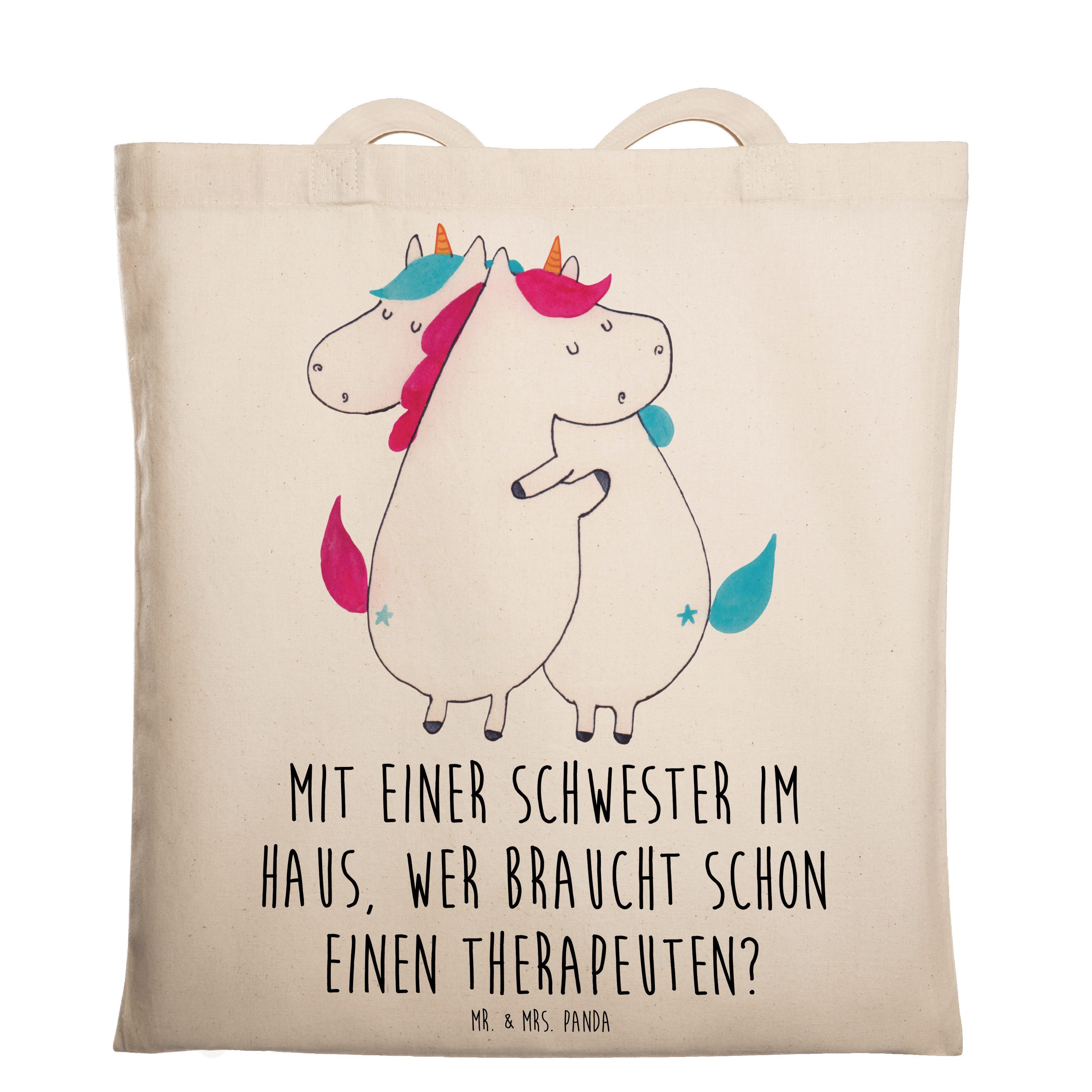 Mr. & Mrs. Panda Tragetasche Schwester Glück, Tote Bag, Transparent, Familienmitglieder, Schultasc (Packung, Schwester Familie Verwandte), Geburtstage Schwesterbeziehung Schulbeutel
