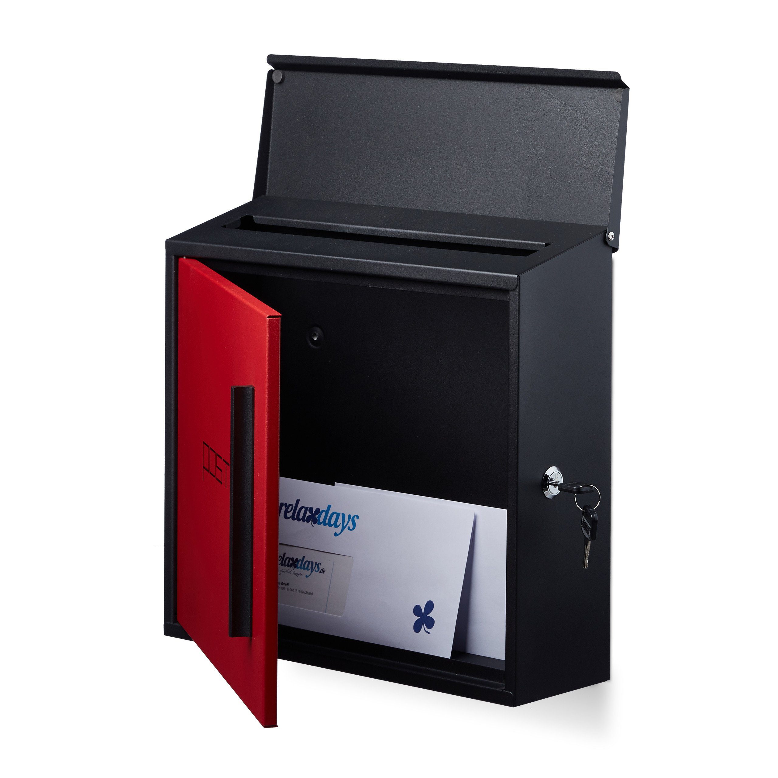 relaxdays Briefkasten mod, Schwarz-Rot