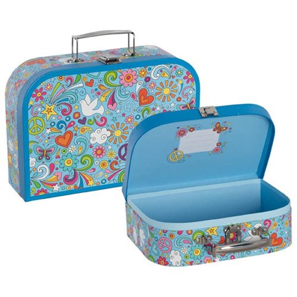 goki Spielzeug-Arztkoffer Spielkoffer Kinderkoffer Reisekoffer Pappkoffer Love & Peace Spielzeug, Stabiler Spielkoffer aus hochwertiger Kofferpappe