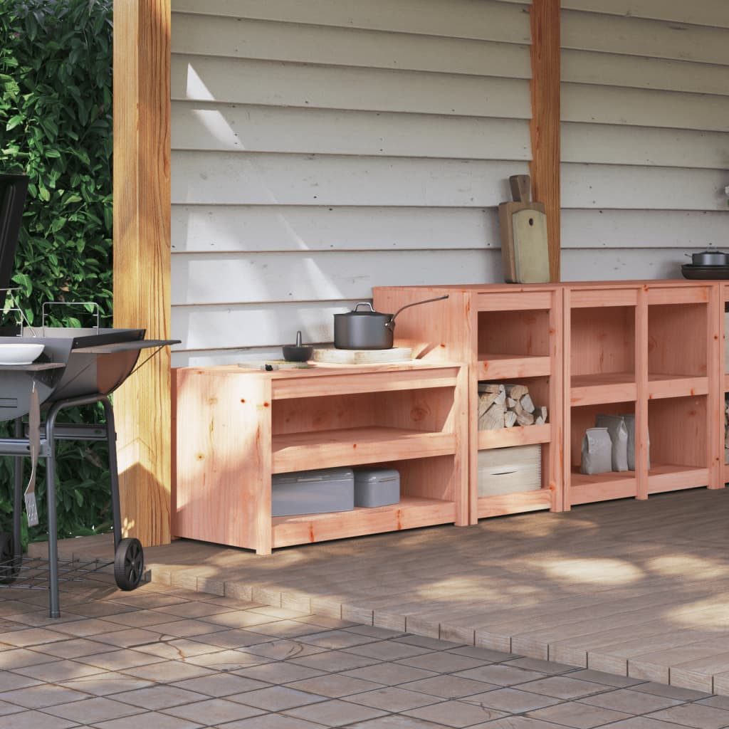 furnicato Outdoor-Küchenmodul Outdoor-Küchenschrank aus massivholz 106x55x64 cm & 55x55x92 cm natur (2-St) Witterungsbeständige Küchenkommode mit Ablage und viel Stauraum
