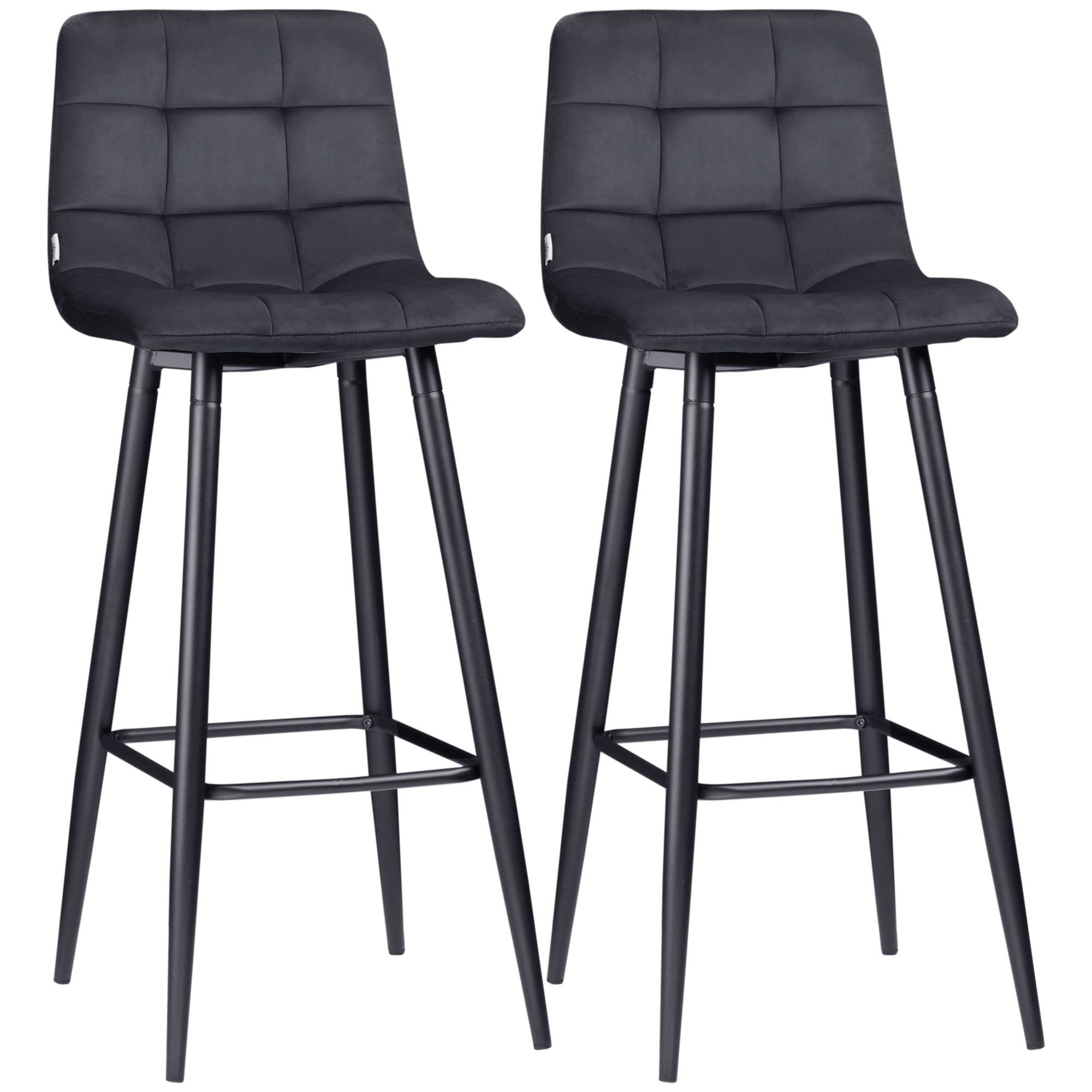 HOMCOM Barhocker 2er-Set, Samt-Bezug, mit Stahlbeinen günstig online kaufen
