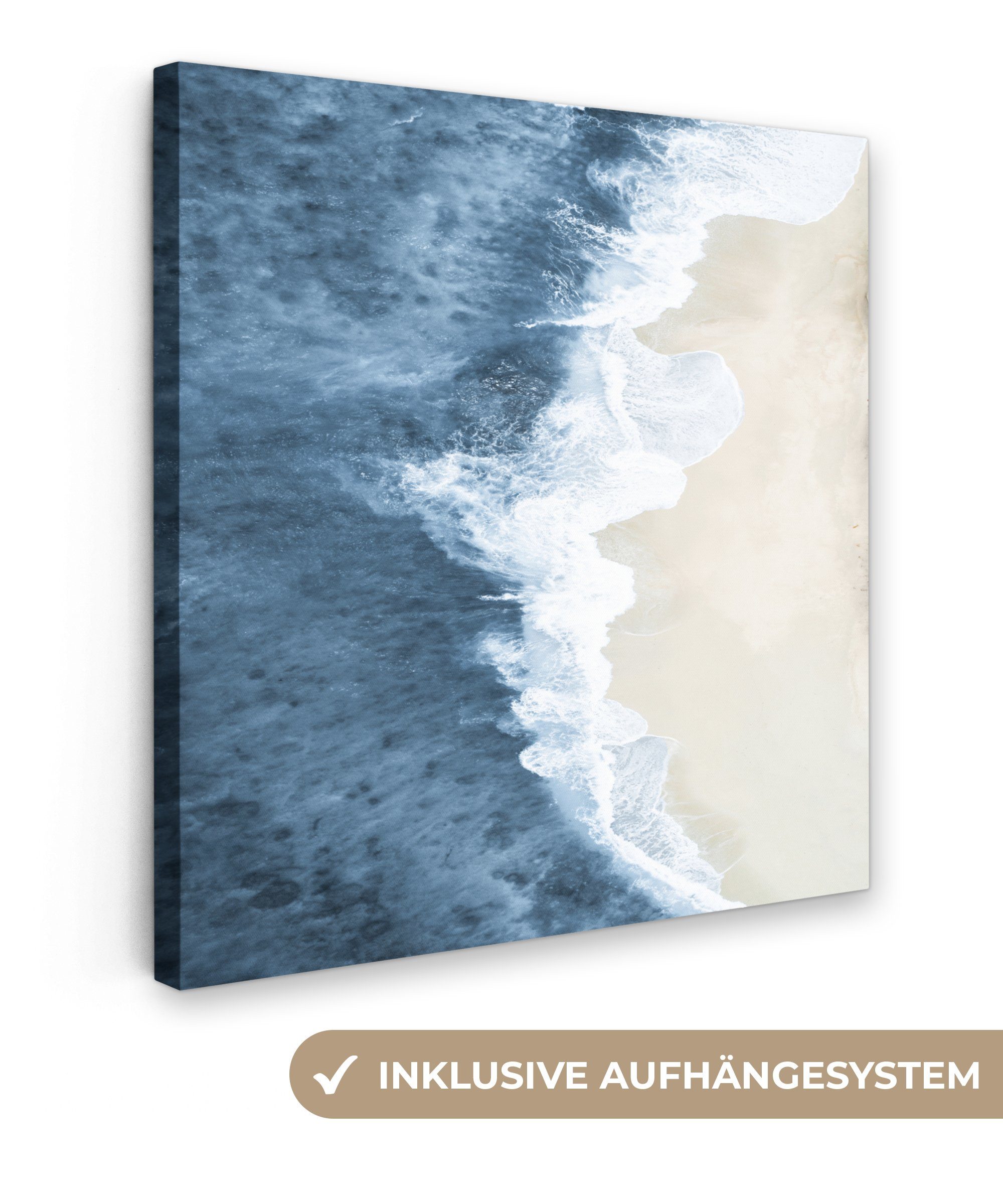 OneMillionCanvasses® Leinwandbild Strand - Meer - Wasser - Natur, (1 St), Leinwand Bilder für Wohnzimmer Schlafzimmer, 20x20 cm