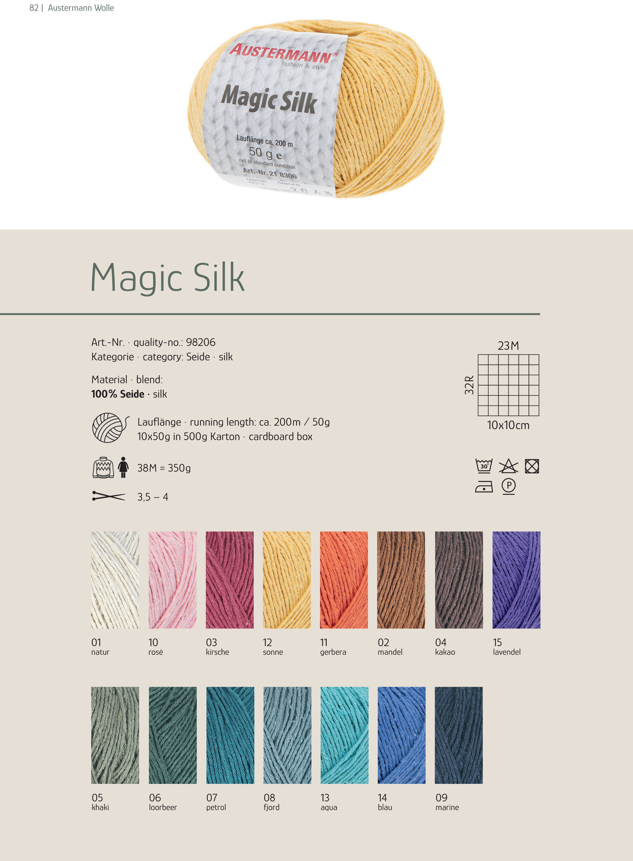 Austermann Garn Magic Silk Häkelwolle, 200,00 m, leichtes, edles Garn