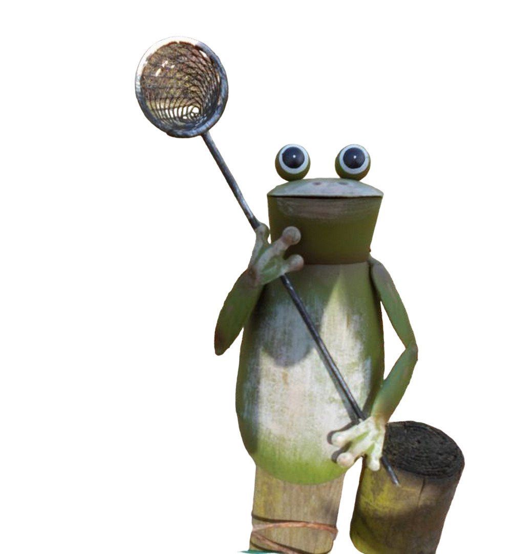 Deko-Impression Dekofigur Zaunfigur Zaunhocker Frosch mit Kescher / Netz Gartendekoration Eisen (1 St)