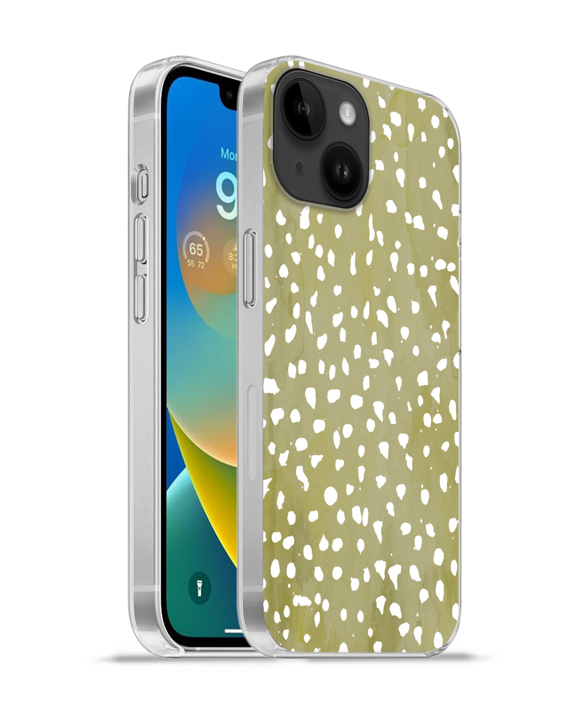 Handyhülle für Apple iPhone 14 Polka dots - Weiß - Grün
