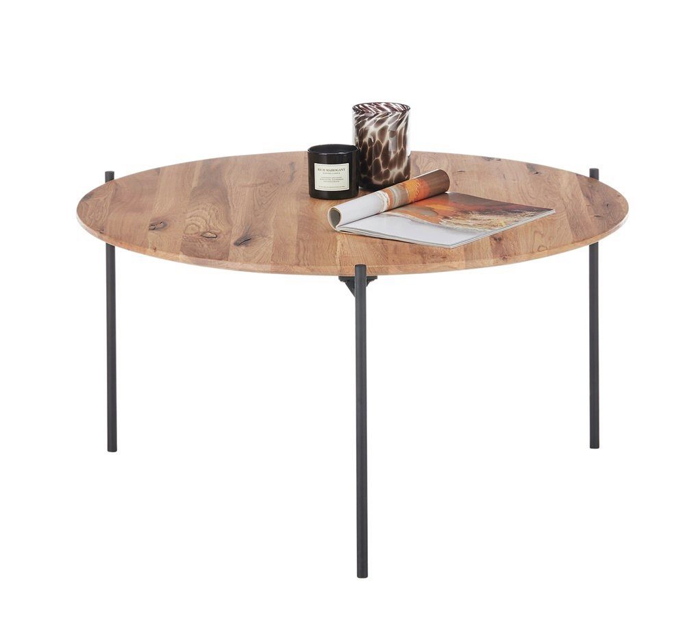 MCA furniture Couchtisch Couchtisch Assuan, Eiche massiv, rund, Eiche / schwarz, verschiede (no-Set)